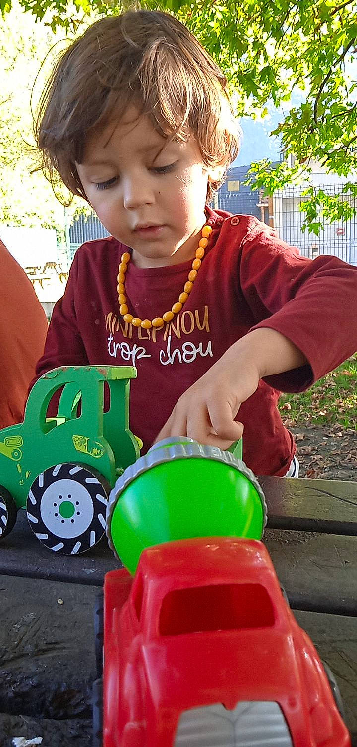 Léo participe au concours pour gagner de l'argent avec cette photo : automotive_wheel_system, child, event, fun, grass, green, happy, leisure, person, plant, plastic, play, public_space, recreation, snapshot, t_shirt, tire, toddler, tree, vehicle