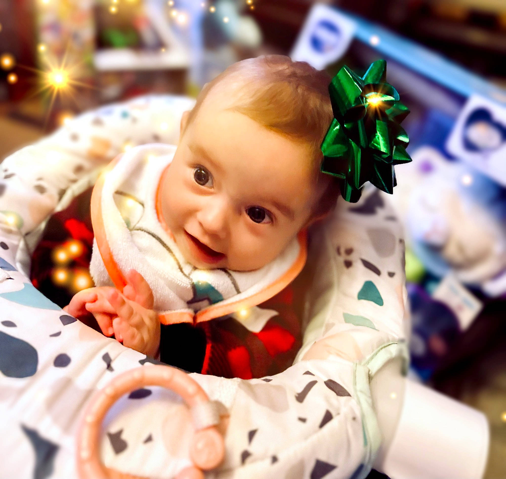 Rhea joined the competition — help win amazing prizes! baby, baby_toddler_clothing, beauty, cheek, child, christmas_ornament, event, eye, face, facial_expression, fun, happy, human, people, person, photograph, product, smile, snapshot, toddler