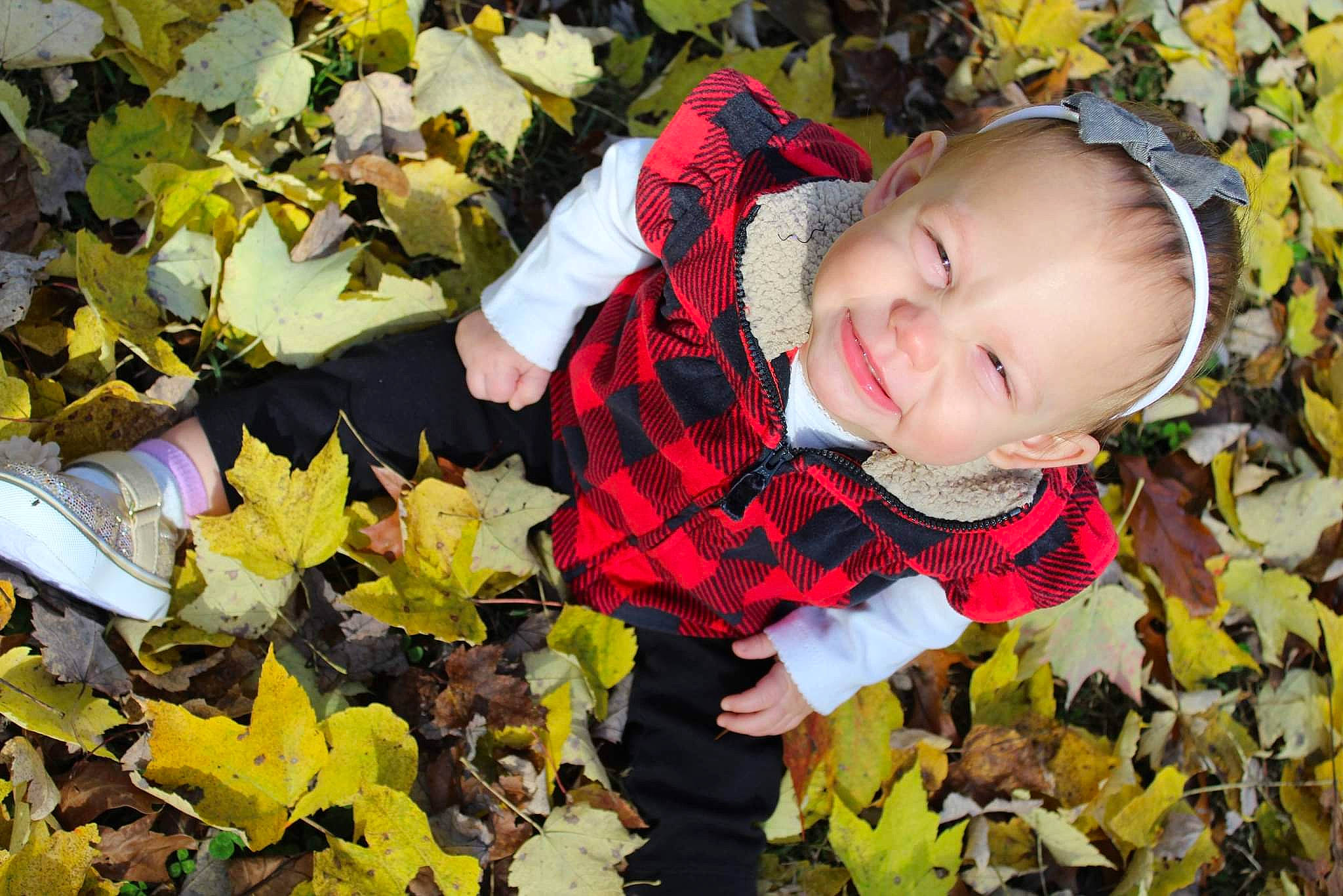 Aurora joined the competition — help win amazing prizes! adaptation, baby, baby_toddler_clothing, branch, child, deciduous, grass, groundcover, happy, leaf, nature, orange, people, people_in_nature, person, plant, smile, toddler, tree, wood
