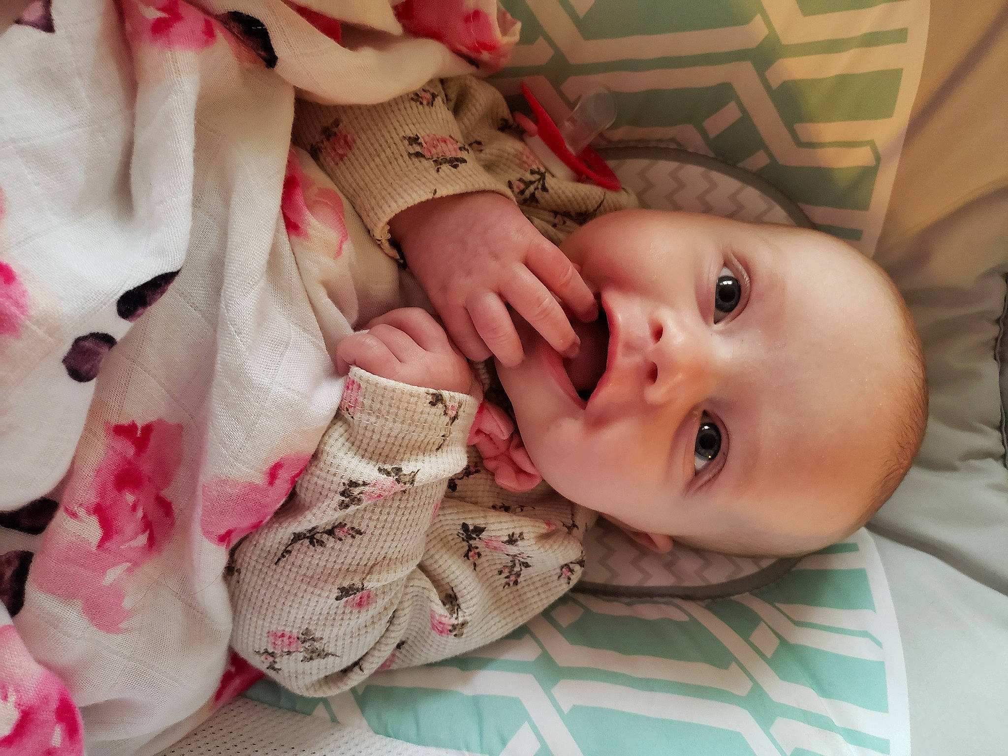 Fiona is registered to the contest to win money with this photo: baby, baby_toddler_clothing, cheek, chin, clothing, eye, eyebrow, eyelash, face, head, iris, lip, mammal, mouth, nose, person, pink, product, skin, textile