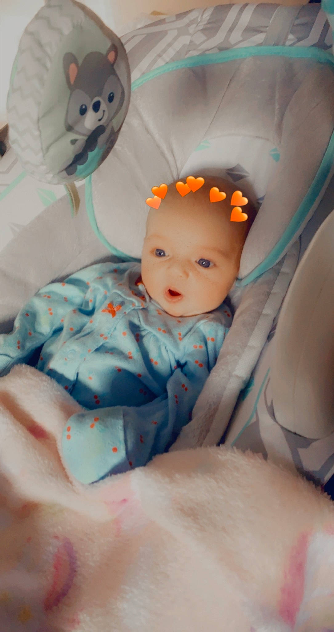 Daisy joined the competition — help win amazing prizes! azure, baby, baby_products, baby_sleeping, baby_toddler_clothing, baby_toys, child, comfort, doll, fashion_accessory, linens, mammal, person, plastic, plush, room, sitting, stuffed_toy, textile, toddler