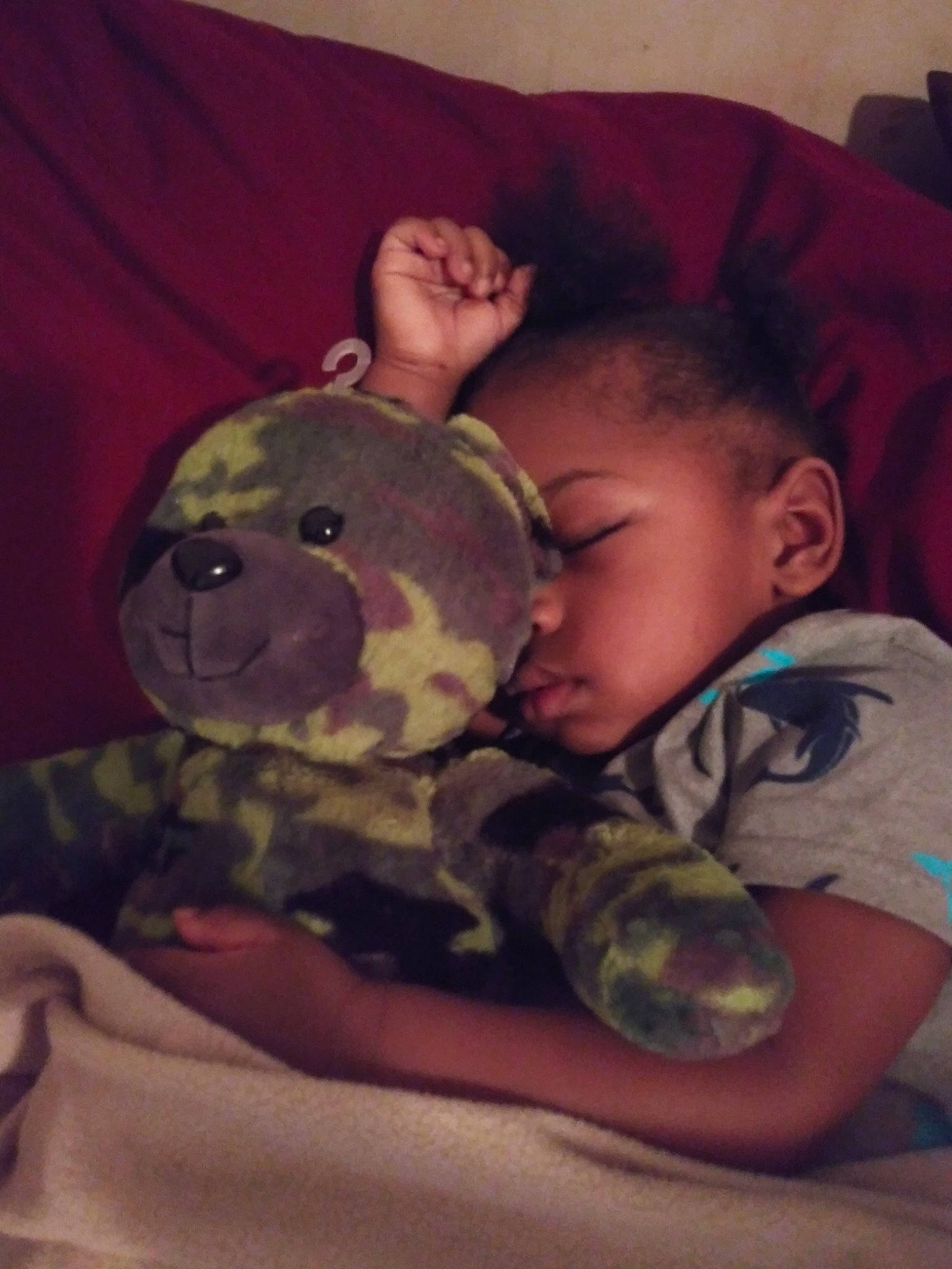 Amaziah is registered to the contest to win money with this photo: baby, bedtime, cheek, child, eye, head, nap, nose, person, sleep, teddy_bear, toddler