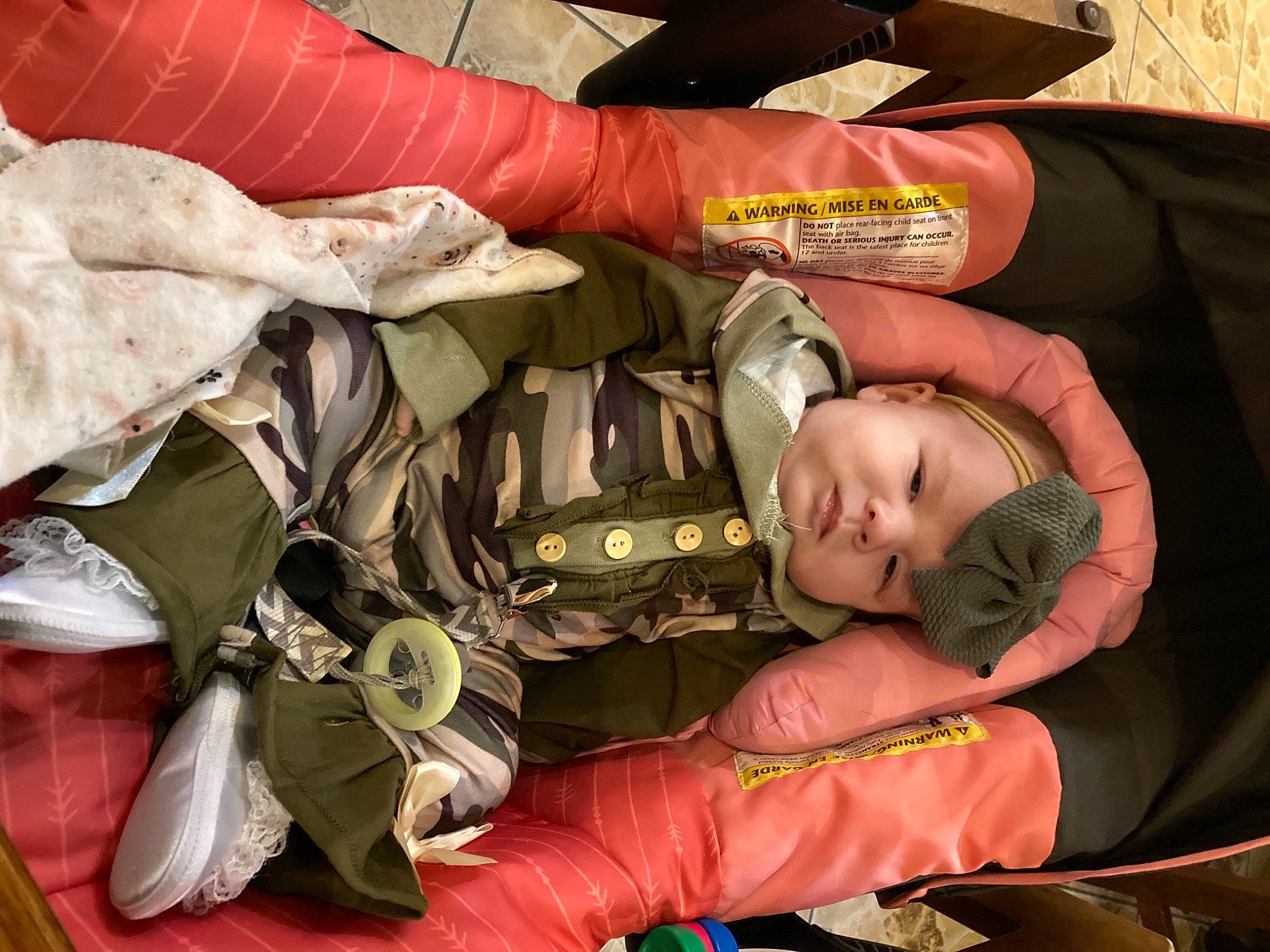 Oaklyn joined the competition — help win amazing prizes! auto_part, baby, baby_carriage, baby_products, bag, baggage, chair, child, comfort, fun, hand, headwear, human_body, military, military_uniform, motor_vehicle, pattern, person, room, sitting