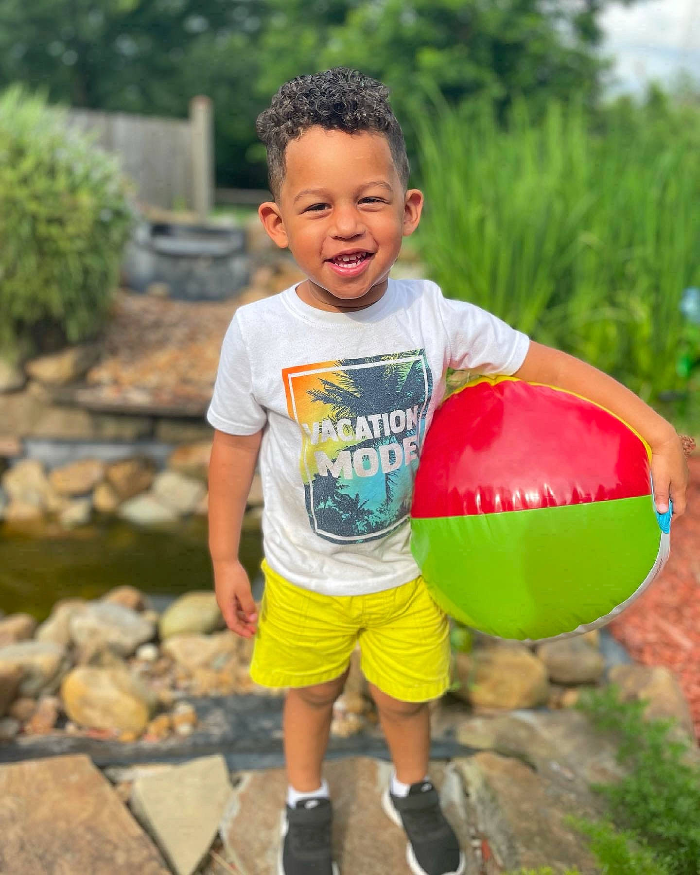 Kylan joined the competition — help win amazing prizes! ball, balloon, child, cool, fun, grass, happy, joy, landscape, leisure, party_supply, people_in_nature, person, plant, recreation, shorts, soil, summer, t_shirt, toddler
