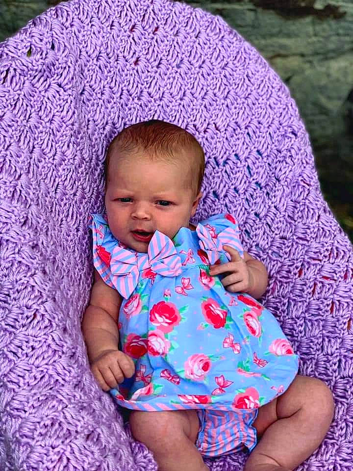 Abigail joined the competition — help win amazing prizes! baby, baby_products, baby_toddler_clothing, child, crochet, headgear, knitting, pattern, person, pink, product, purple, skin, toddler, violet, wool