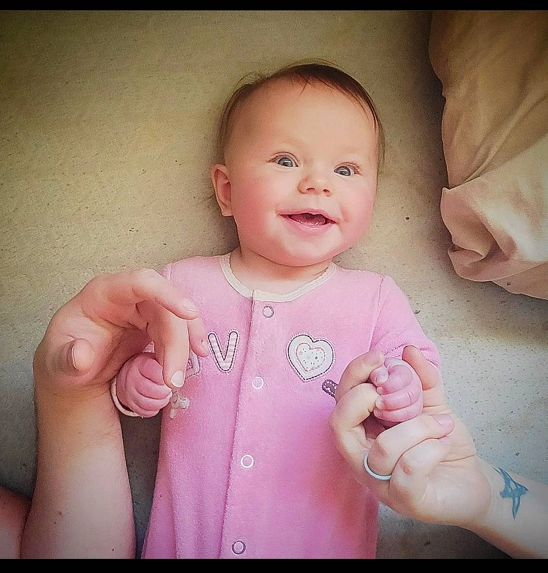 Willow joined the competition — help win amazing prizes! arm, baby, baby_toddler_clothing, cheek, chin, face, finger, gesture, hand, happy, iris, joy, lip, mouth, neck, nose, person, pink, skin, sleeve