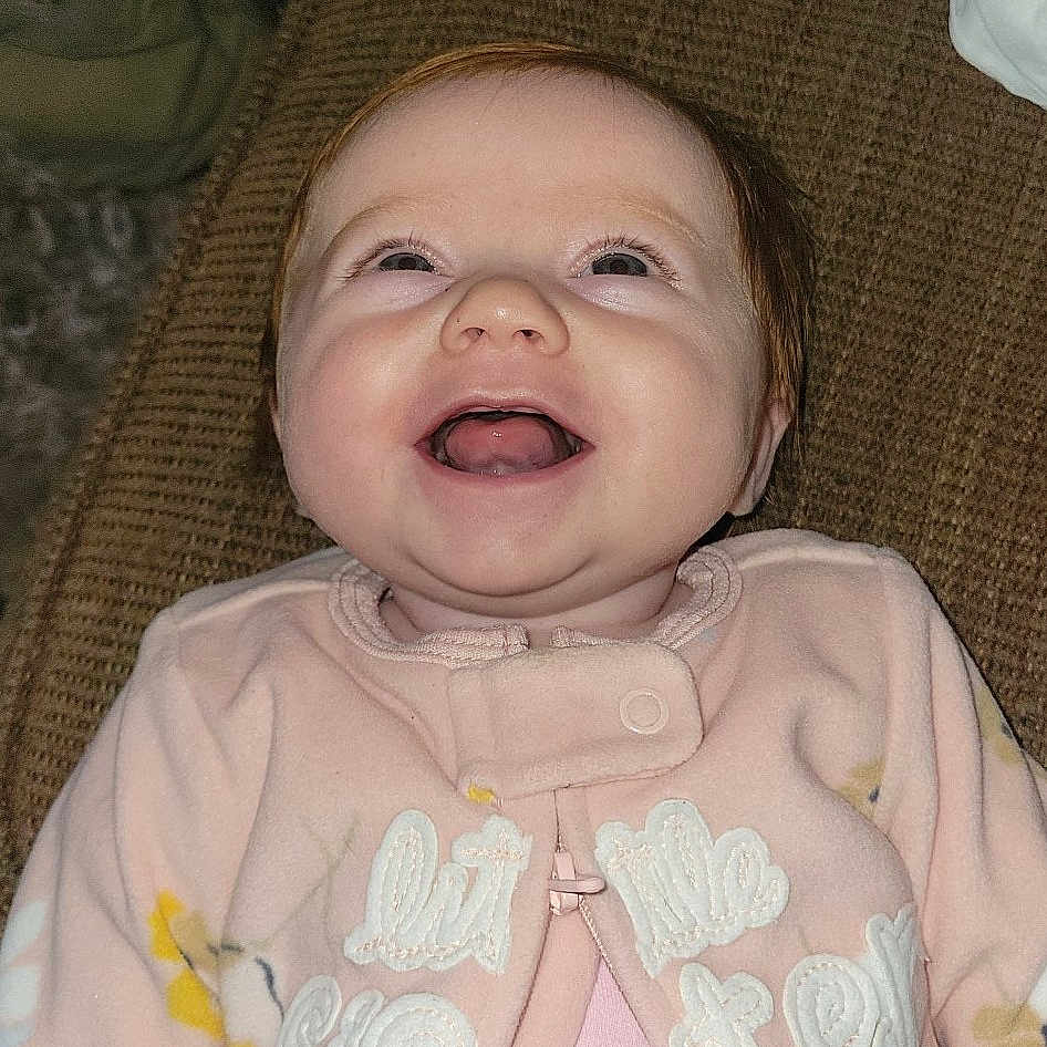 Adaline joined the competition — help win amazing prizes! accessories, applique, baby, babylaughing, blanket, blazer, bodypart, clothing, coat, costume, couch, cushion, dress, face, fleece, furniture, glove, happy, hat, head
