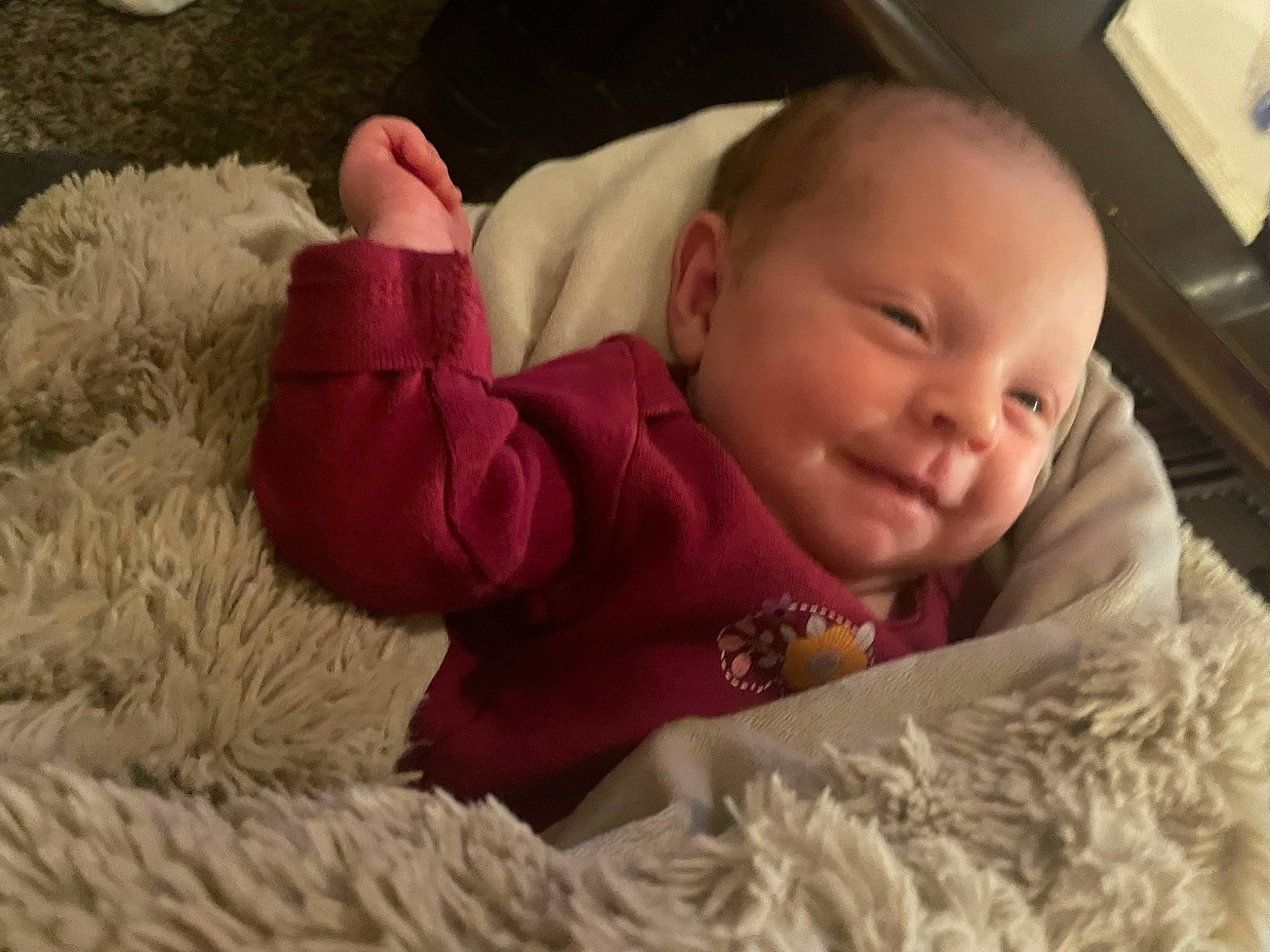 Isobel joined the competition — help win amazing prizes! baby, baby_toddler_clothing, cheek, child, clothing, comfort, face, facial_expression, finger, grass, happy, iris, mouth, nose, outerwear, person, skin, sleeve, smile, toddler