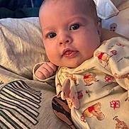 Cheyenne is registered to the contest to win money with this photo: baby, child, closeup, cozy, cute, expression, face, hand, indoors, infant, newborn, onesie, person, portrait, resting, skin, sleepwear, soft_lighting, teddy_bear_pattern, young