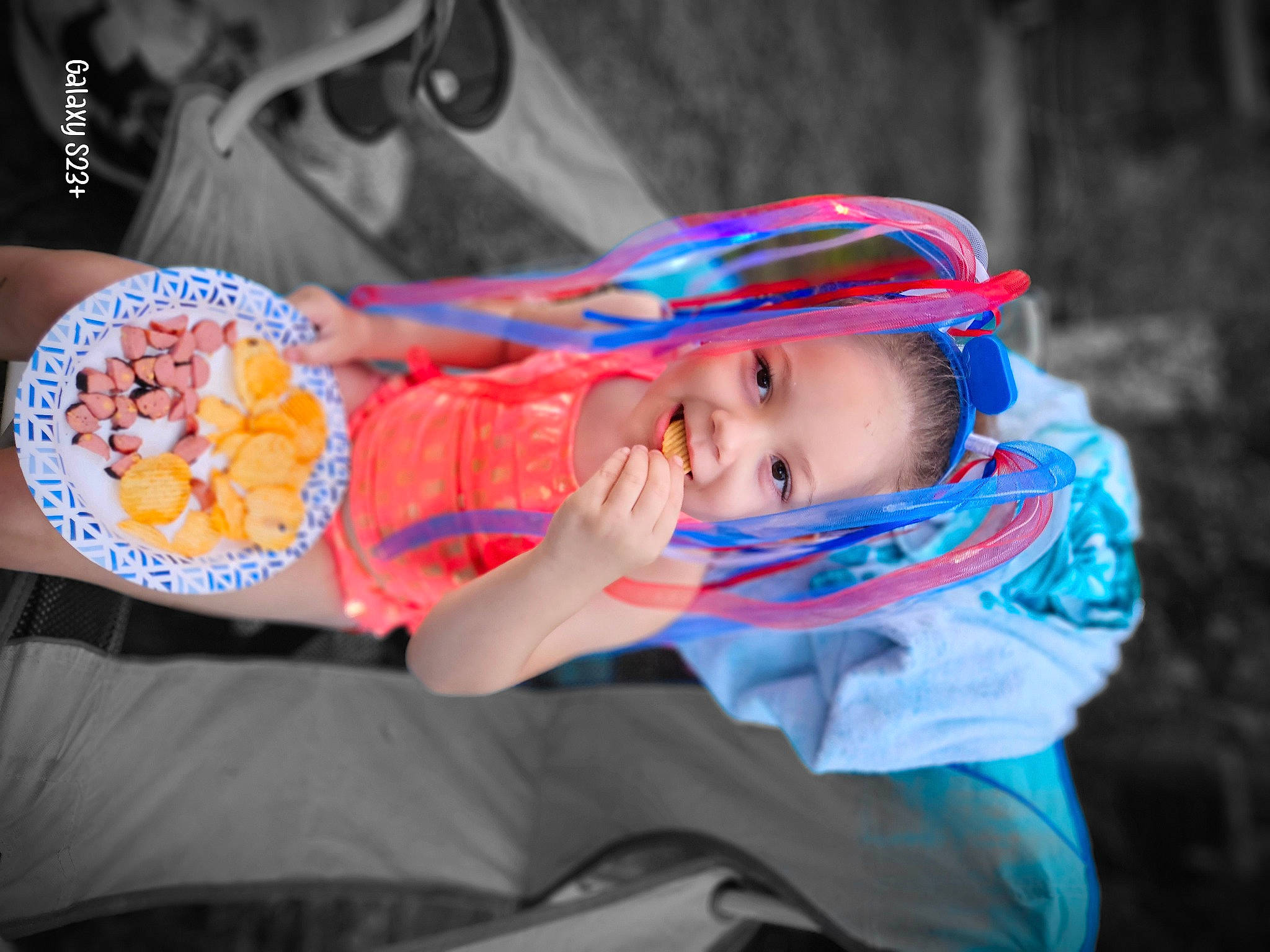 Elliana joined the competition — help win amazing prizes! baby, baby_products, baby_toddler_clothing, child, cloud, electric_blue, event, fashion_accessory, fun, happy, hat, headgear, joy, leisure, orange, party, person, personal_protective_equipment, recreation, smile