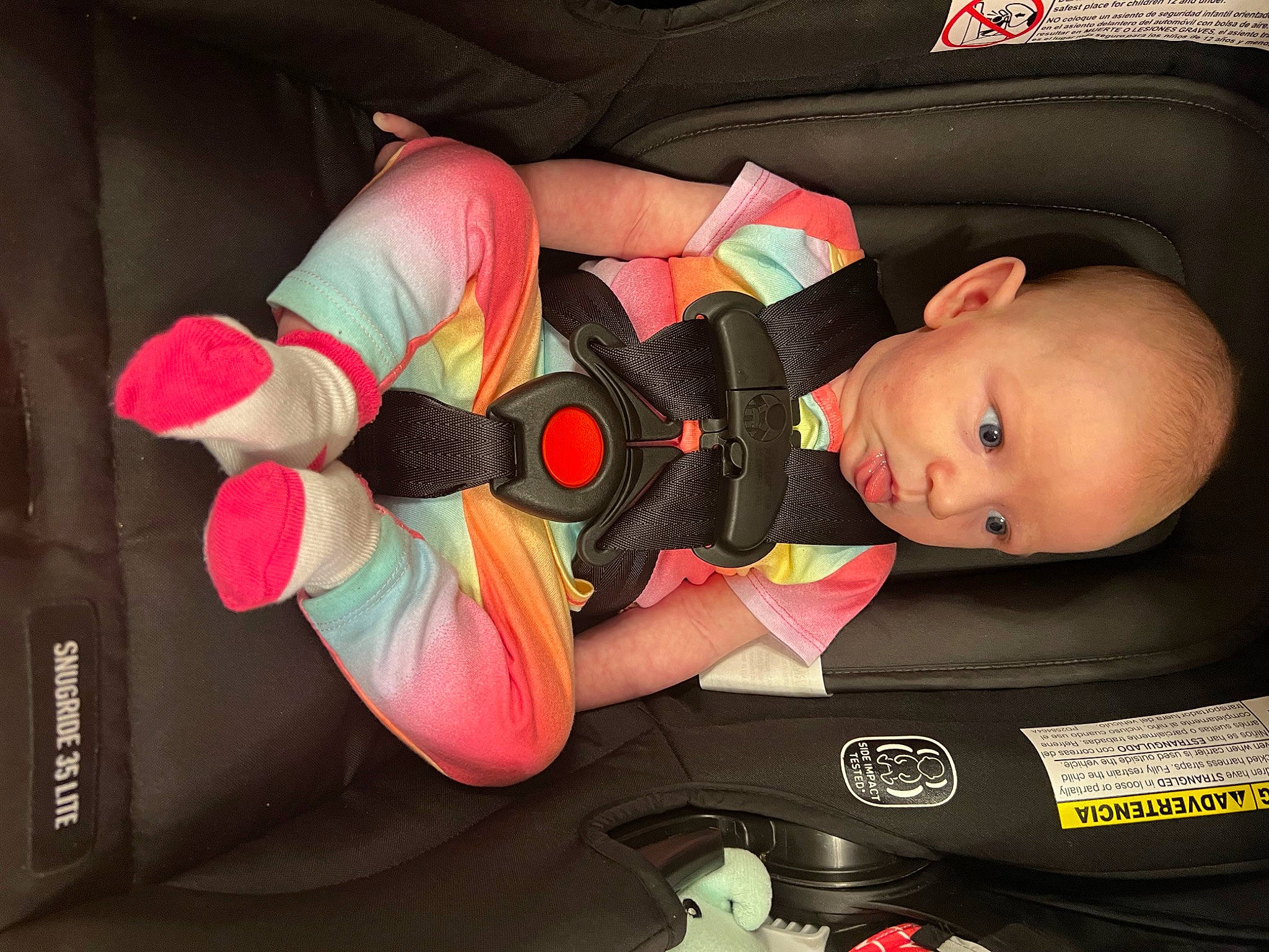 Sofia joined the competition — help win amazing prizes! auto_part, automotive_design, baby, baby_carriage, baby_in_car_seat, baby_products, baby_safety, baby_toddler_clothing, car_seat, carmine, child, comfort, human_leg, lap, nail, person, personal_protective_equipment, sitting, steering_wheel, thigh