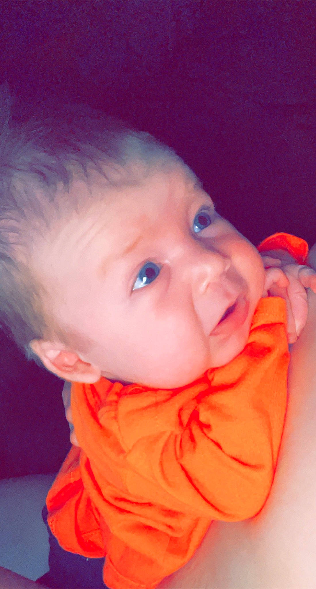 Braxton Hurley joined the competition — help win amazing prizes! baby, baby_toddler_clothing, cheek, chin, ear, eye, eyebrow, eyelash, face, flash_photography, happy, iris, lip, mouth, nose, orange, person, skin, sleeve, smile