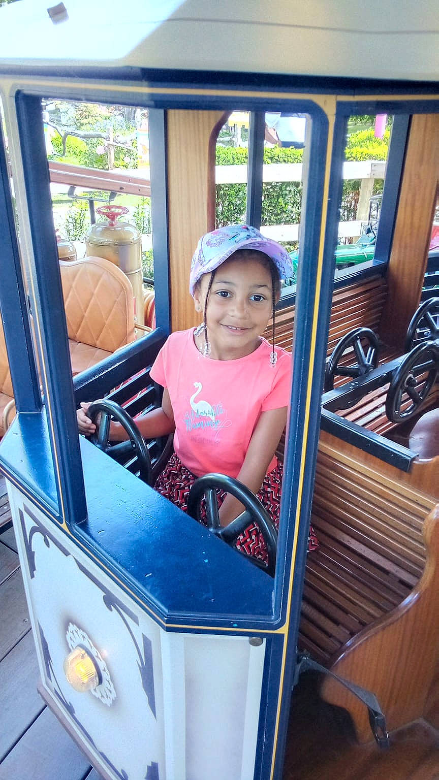 Anelys participe au concours pour gagner de l'argent avec cette photo : auto_part, automotive_exterior, automotive_wheel_system, cap, fun, hat, headwear, joy, leisure, mode_of_transport, motor_vehicle, person, public_transport, recreation, shorts, smile, t_shirt, toddler, travel, tree