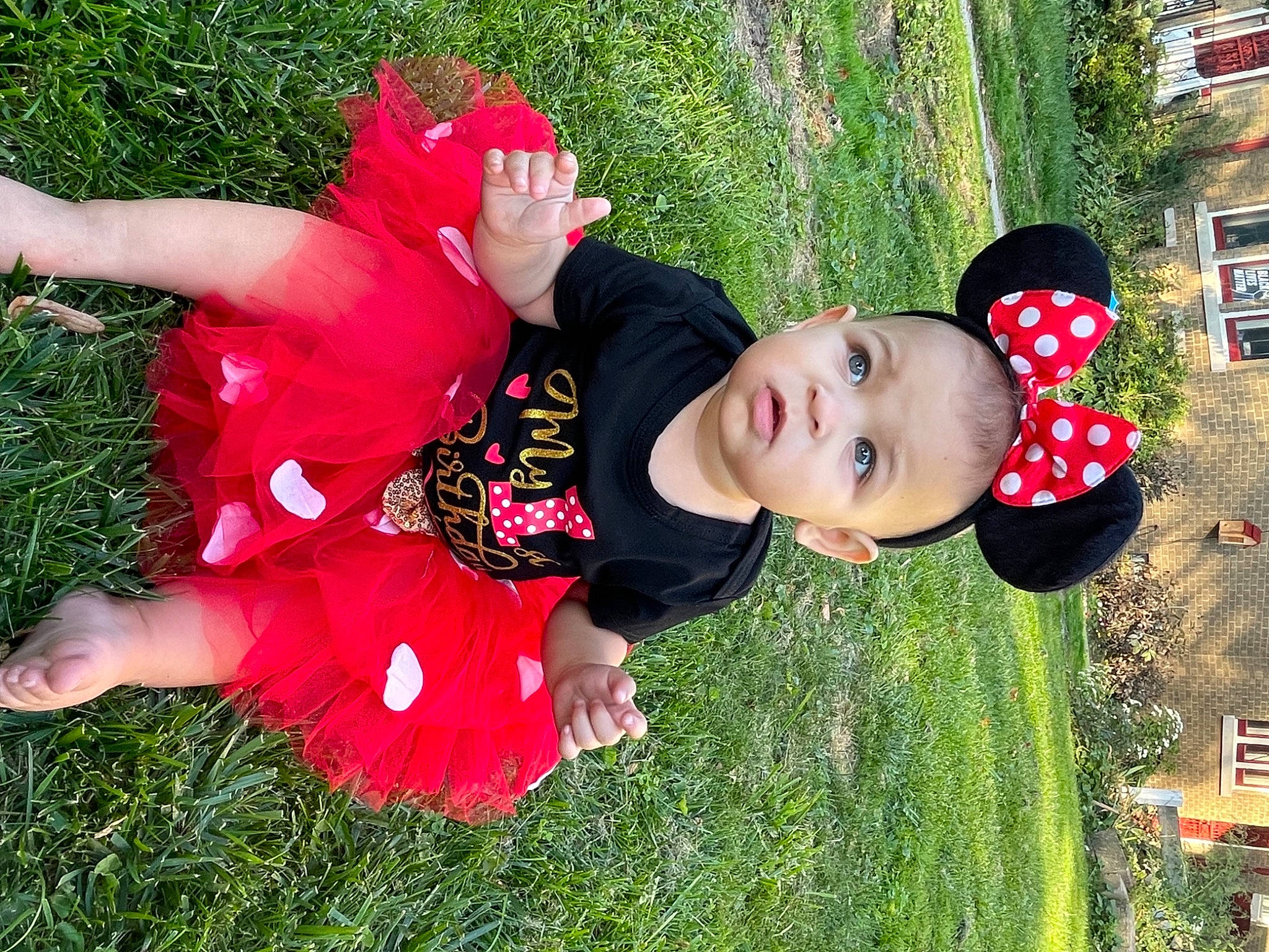 Kya joined the competition — help win amazing prizes! child, costume, event, fun, garden, grass, happy, hat, lawn, lawn_ornament, leisure, people_in_nature, person, plant, play, recreation, red, smile, toddler, tree