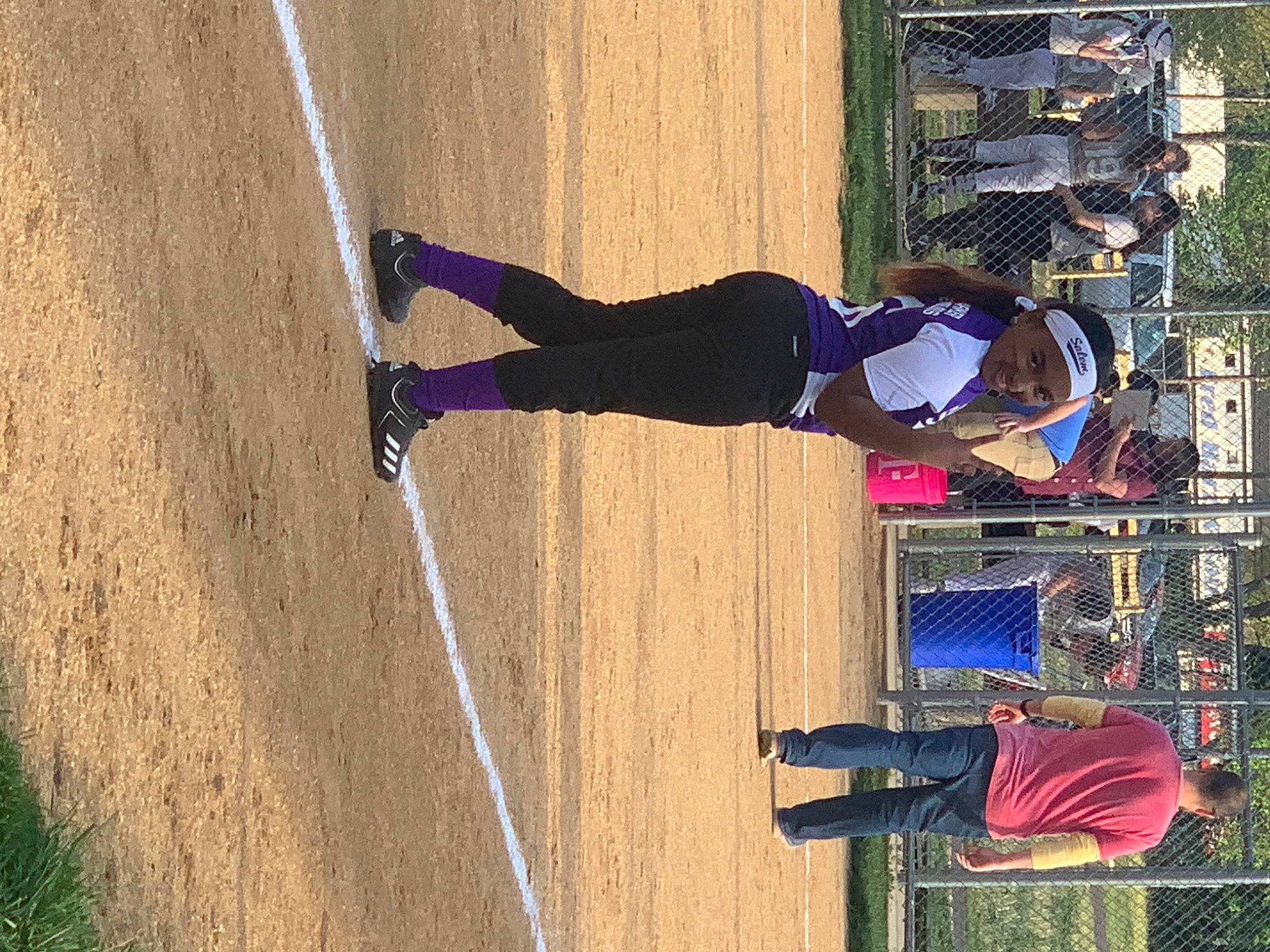 Alanna joined the competition — help win amazing prizes! carmine, electric_blue, fun, headwear, joy, line, outdoor_shoe, person, shadow, sports, sports_uniform, walking_shoe