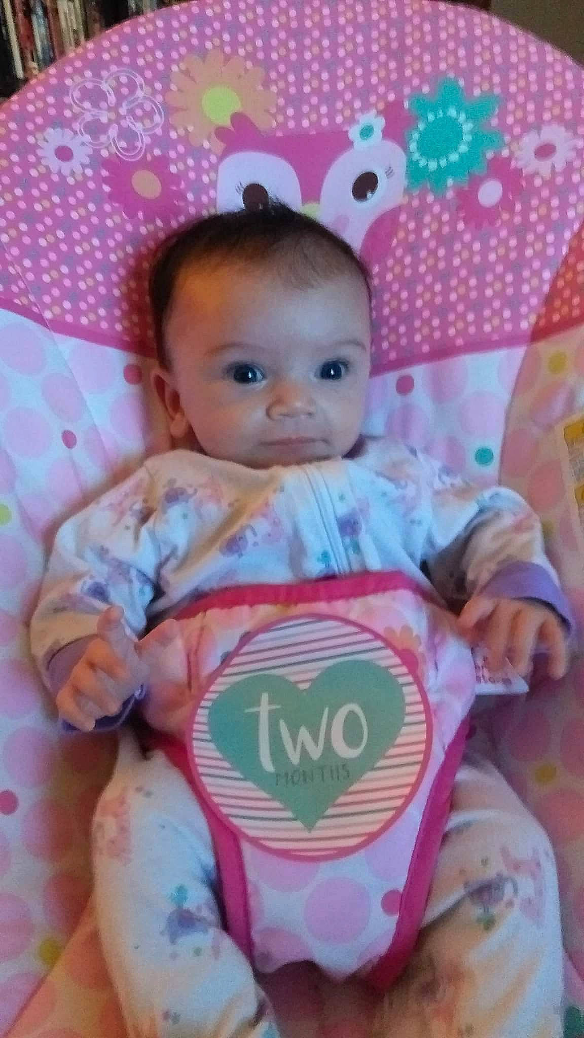 Kyrah is registered to the contest to win money with this photo: baby, baby_toddler_clothing, cheek, child, person, pink, product, smile, textile, toddler