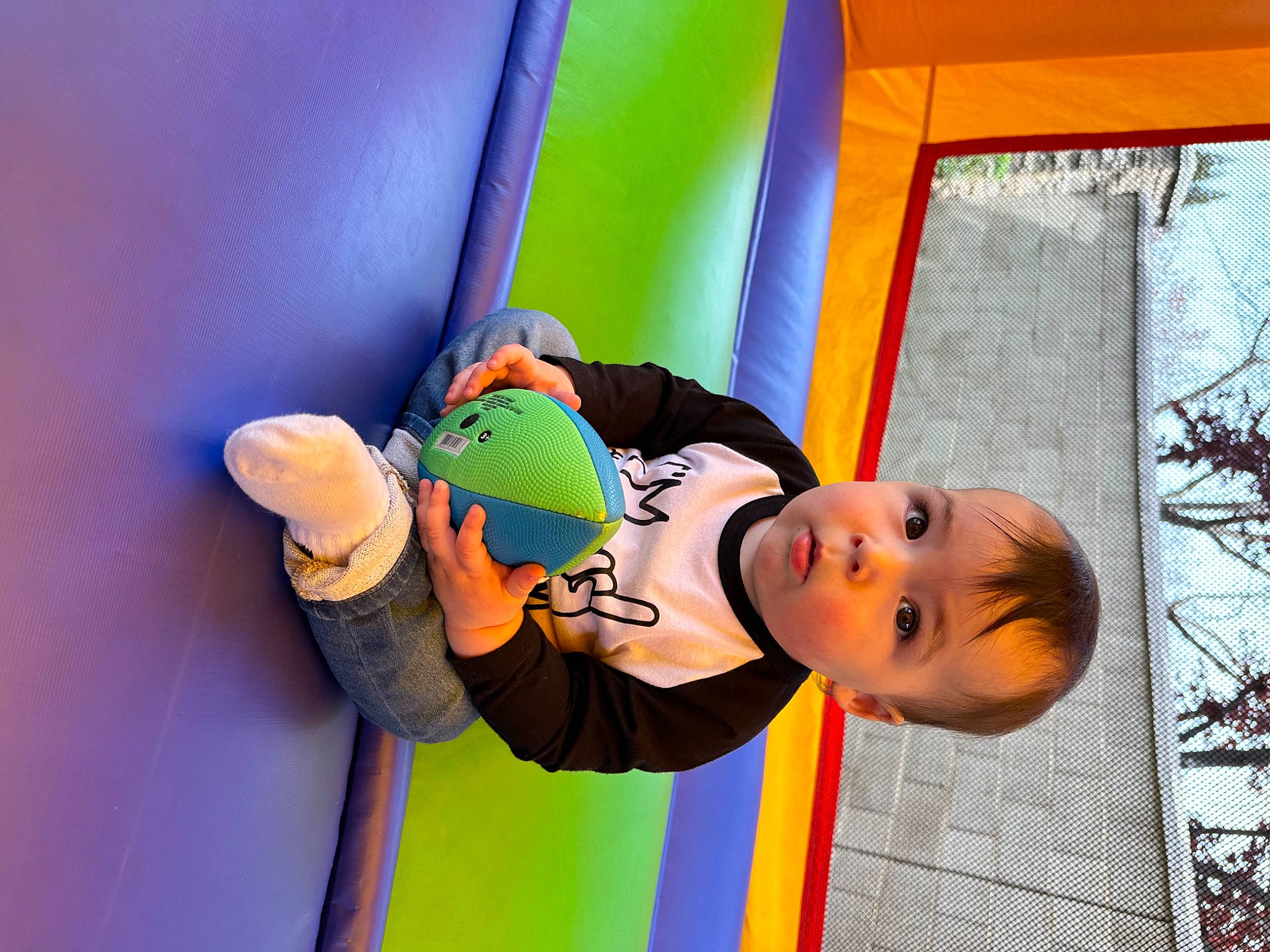 Kobe is registered to the contest to win money with this photo: animation, baby, child, fun, happy, leisure, person, play, recreation, room, smile, surprise, toddler, tree