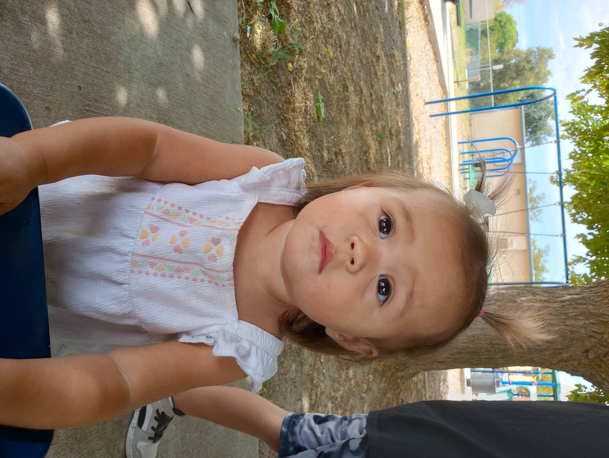 Monica joined the competition — help win amazing prizes! baby, baby_toddler_clothing, child, fun, grass, happy, leisure, person, recreation, sitting, smile, toddler, tree, vacation, window