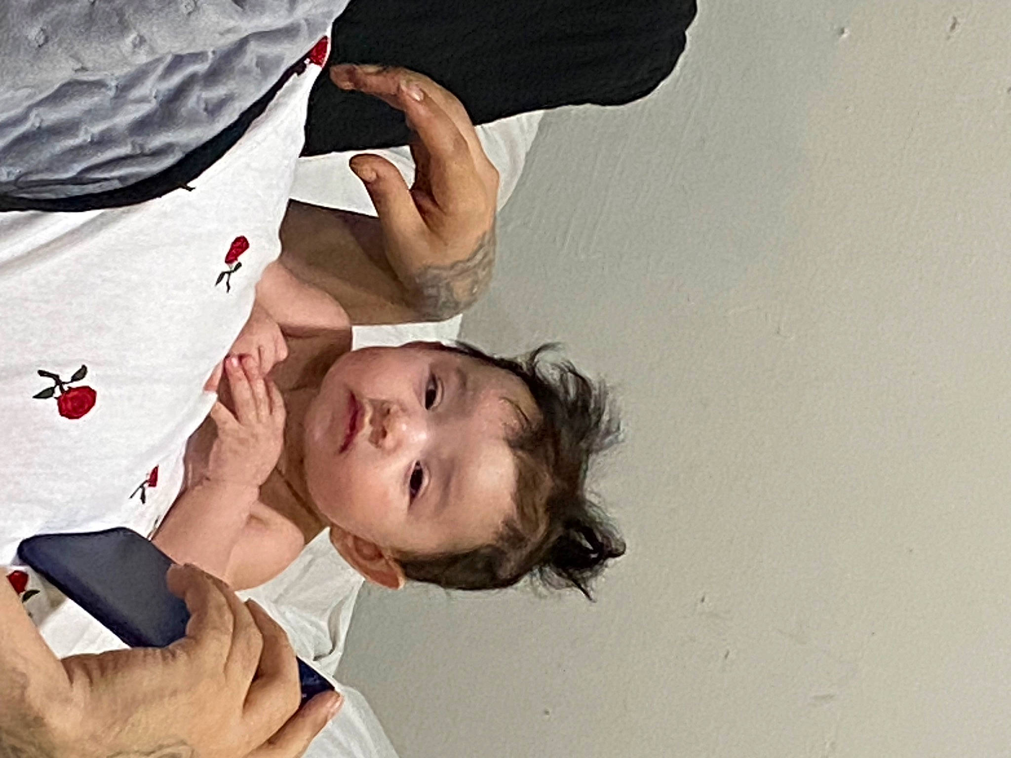 Aubriella is registered to the contest to win money with this photo: child, communication_device, elbow, eyelash, fashion_accessory, fun, gesture, happy, leisure, love, mobile_phone, person, portable_communications_device, recreation, sleeve, t_shirt, toddler, white