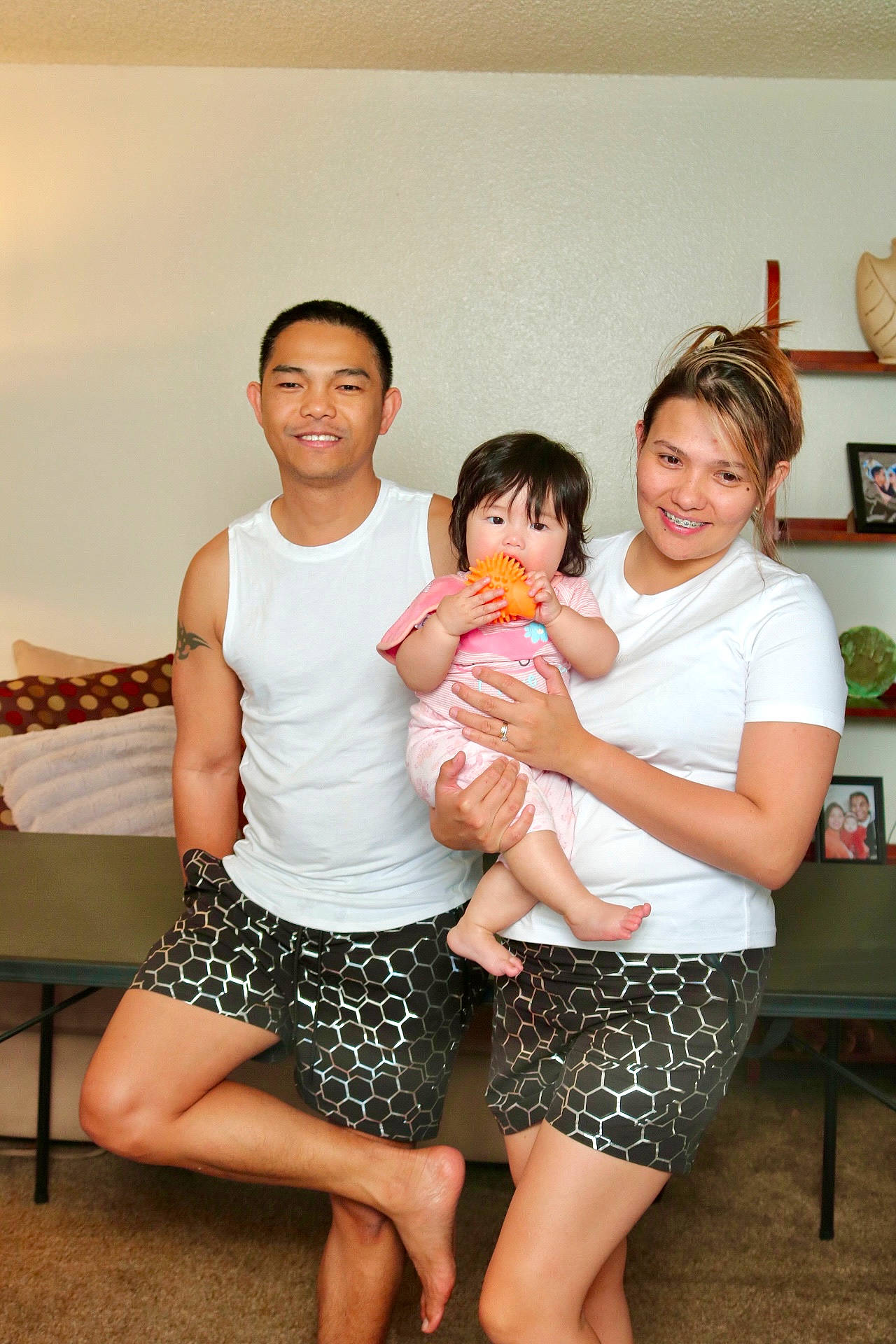 Arya joined the competition — help win amazing prizes! abdomen, barefoot, child, event, face, facial_expression, flash_photography, fun, happy, human_leg, joy, leisure, person, shelf, shorts, shoulder, smile, t_shirt, table, thigh