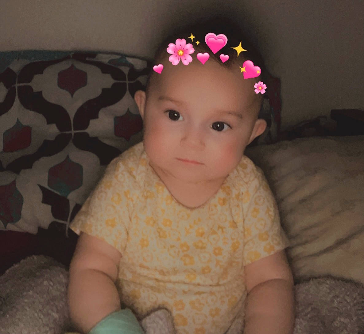 Ember joined the competition — help win amazing prizes! baby, baby_toddler_clothing, cheek, child, comfort, eye, eyebrow, eyelash, fashion_accessory, hair_accessory, head, headband, headgear, headpiece, headwear, lip, magenta, pattern, person, skin