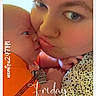baby, person, face, pout, close_up, selfie, orange_clothing, patterned_shirt, holding, cute, skin, expression, portrait, indoor, love, affection, time_overlay, text_overlay, border, day_of_week
