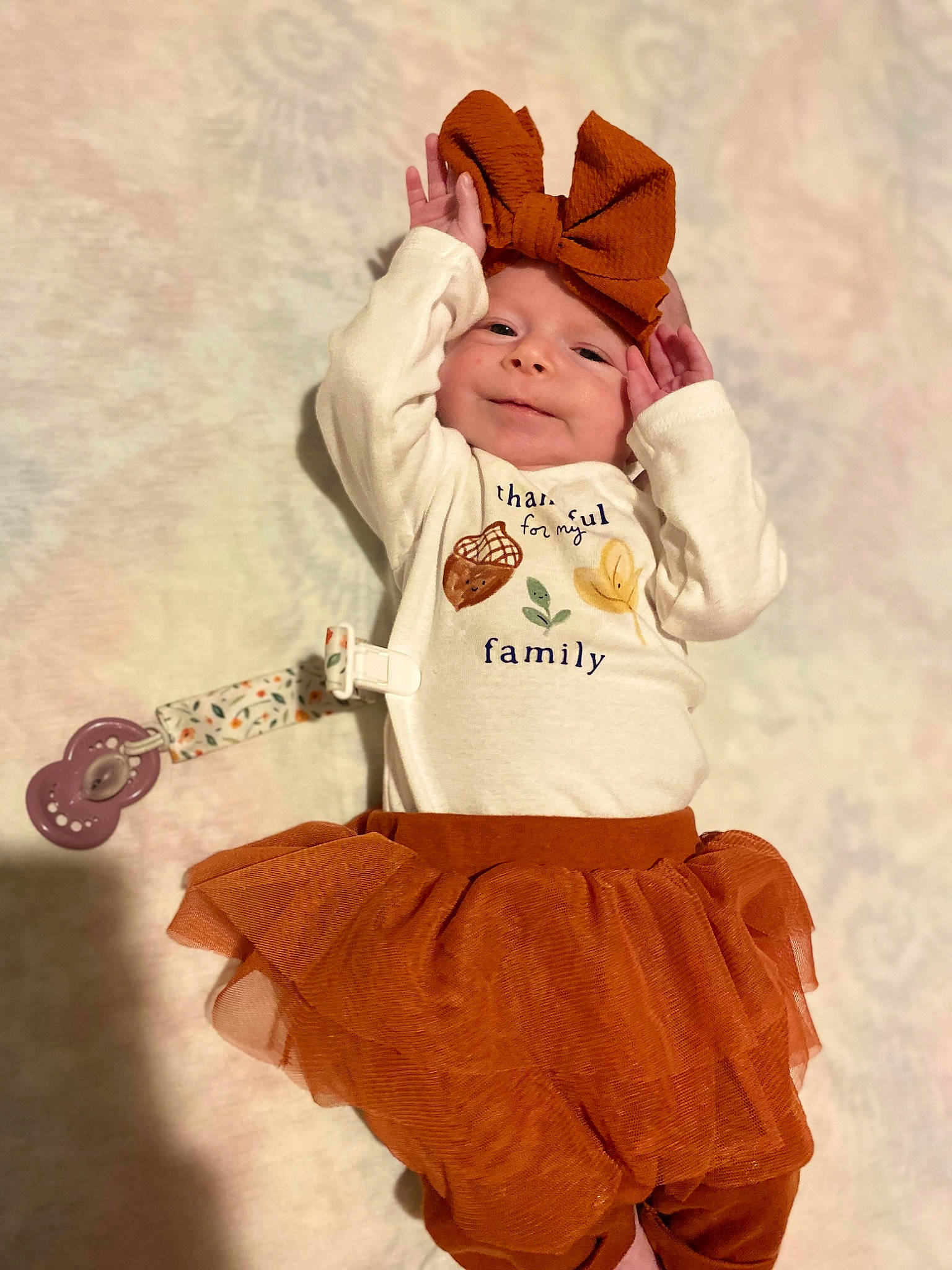 Hadleigh joined the competition — help win amazing prizes! abdomen, baby, baby_toddler_clothing, child, clothing, costume, costume_accessory, costume_hat, fashion_accessory, happy, hat, headwear, outerwear, pattern, peach, person, pink, ruffle, sleeve, t_shirt