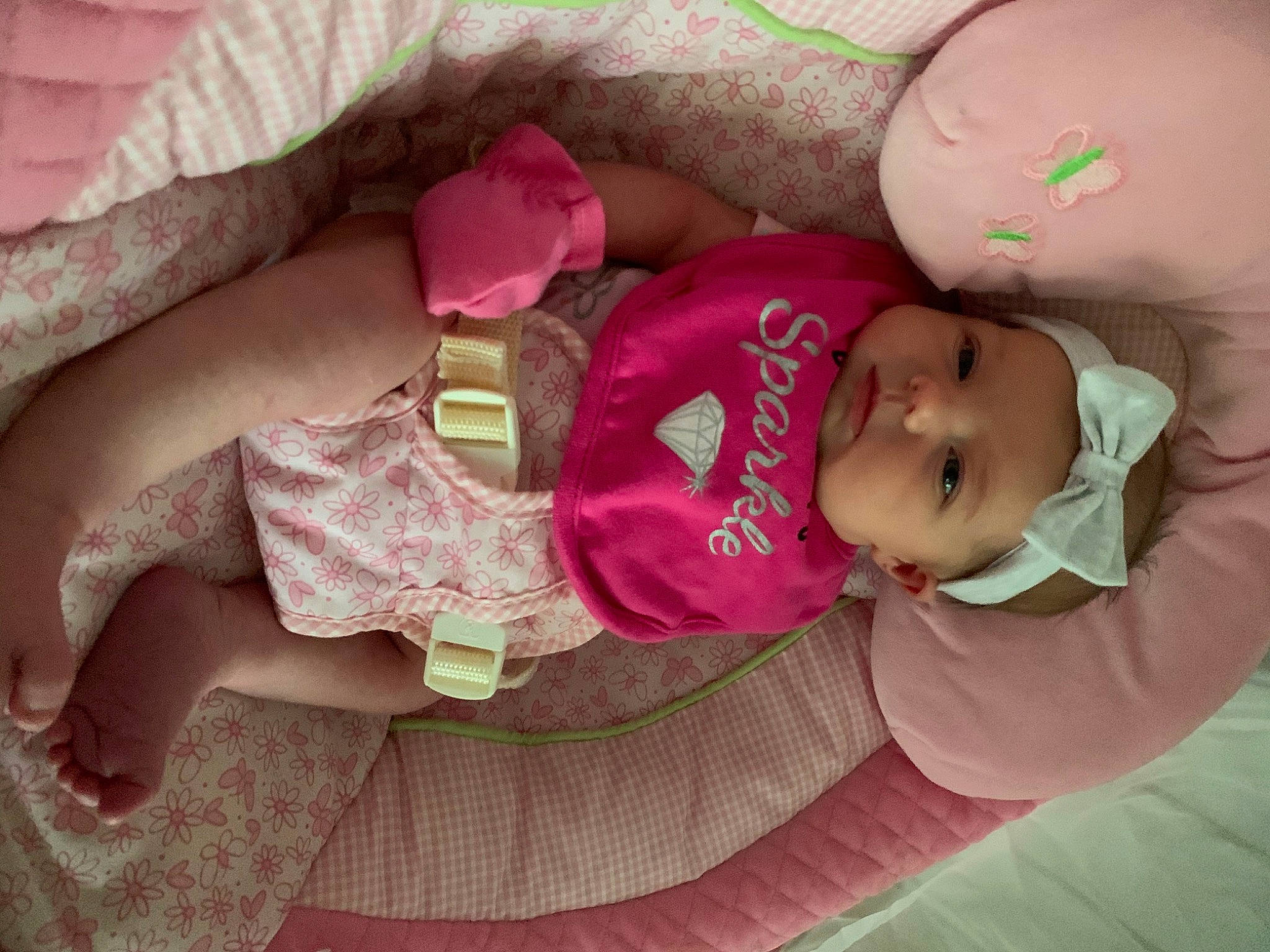 Adalee is registered to the contest to win money with this photo: baby, baby_products, baby_toddler_clothing, birth, child, headwear, person, pink, product, skin, toddler