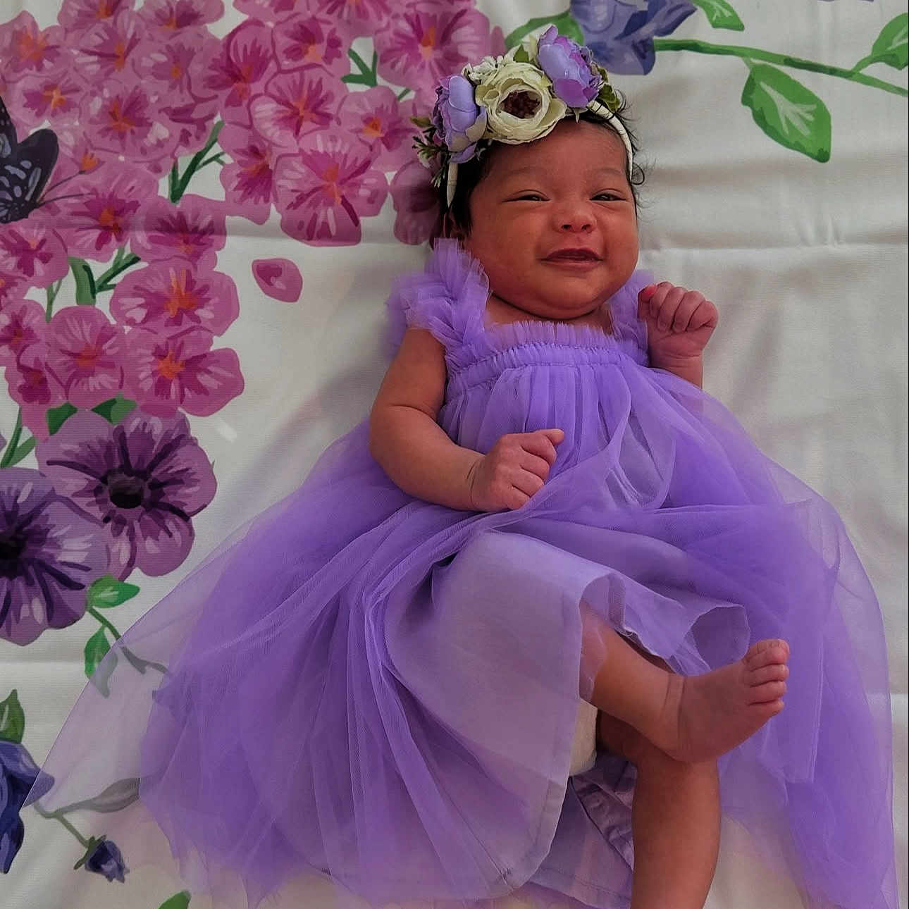 Naomi joined the competition — help win amazing prizes! accessories, baby, bodypart, clothing, dress, face, finger, flower, flowerarrangement, flowerbouquet, formalwear, hand, head, jewelry, newborn, person, photography, plant, portrait, purple