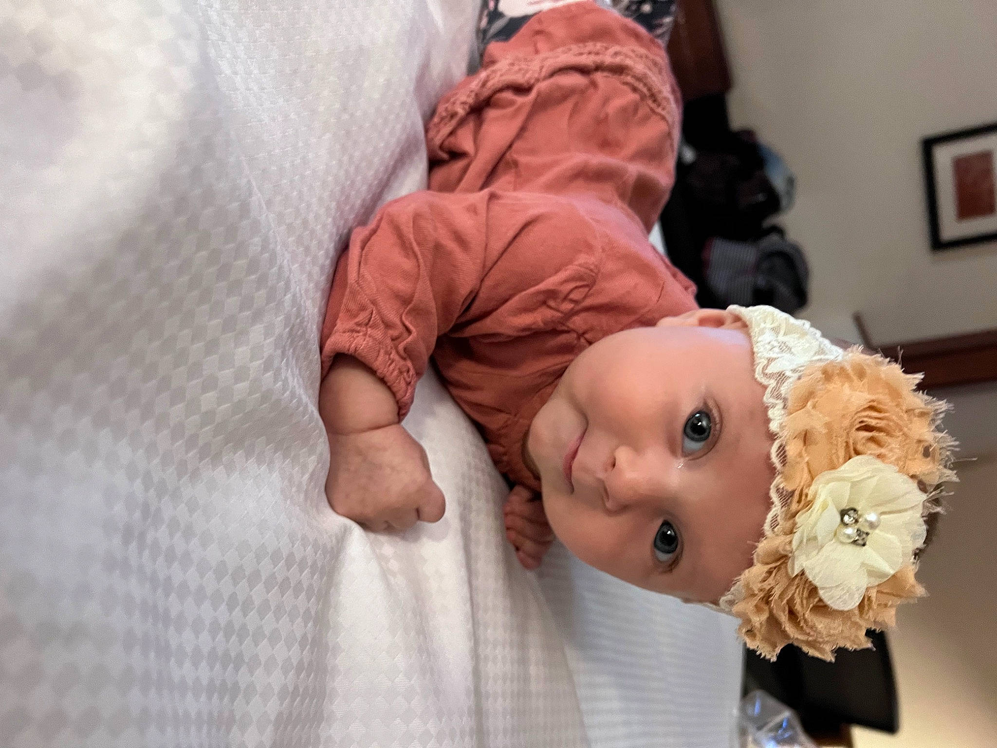 Willow is registered to the contest to win money with this photo: baby, baby_sleeping, baby_toddler_clothing, cheek, child, comfort, doll, eyelash, fur, gesture, happy, hat, headwear, linens, peach, person, picture_frame, room, rose, skin