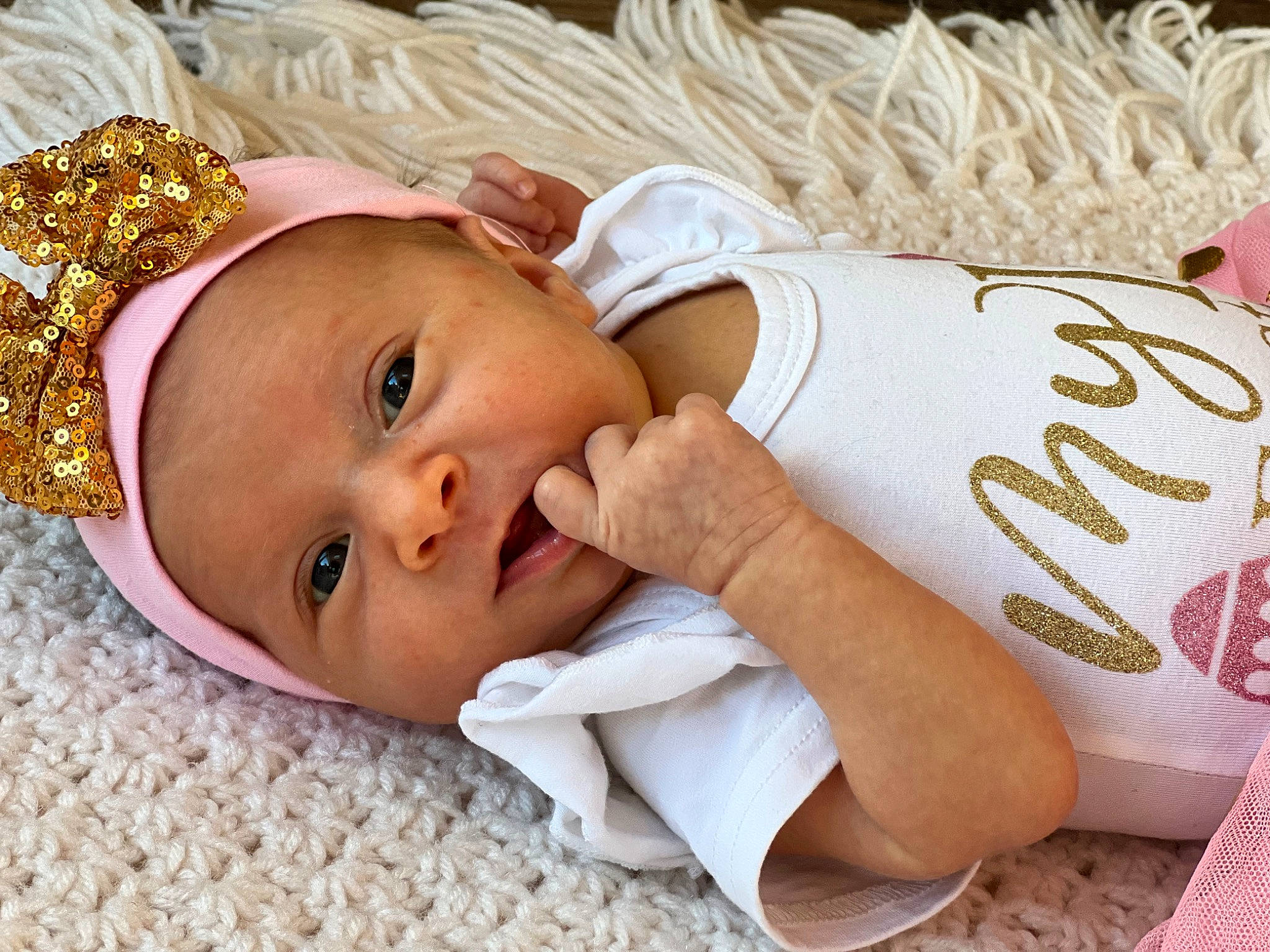 Willow joined the competition — help win amazing prizes! baby, baby_sleeping, baby_toddler_clothing, cheek, child, comfort, eye, eyelash, finger, grass, happy, headband, headpiece, linens, lip, mammal, person, skin, smile, textile