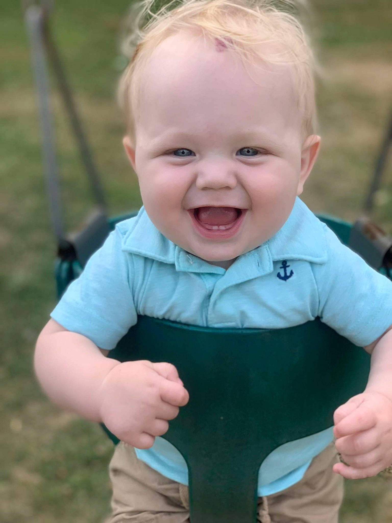 Maxton joined the competition — help win amazing prizes! baby, baby_toddler_clothing, cheek, chin, eye, face, fun, gesture, grass, happy, head, human_body, joy, nose, people_in_nature, person, pink, skin, sleeve, smile