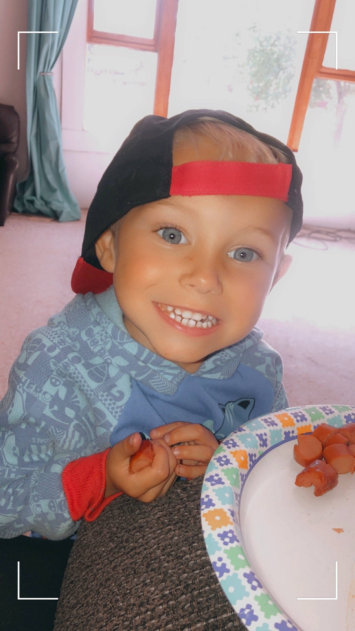 Kolten joined the competition — help win amazing prizes! baseball_cap, cap, cheek, child, comfort_food, dishware, eye, face, fashion_accessory, finger, fruit, fun, happy, headwear, joy, laugh, person, plate, play, recreation