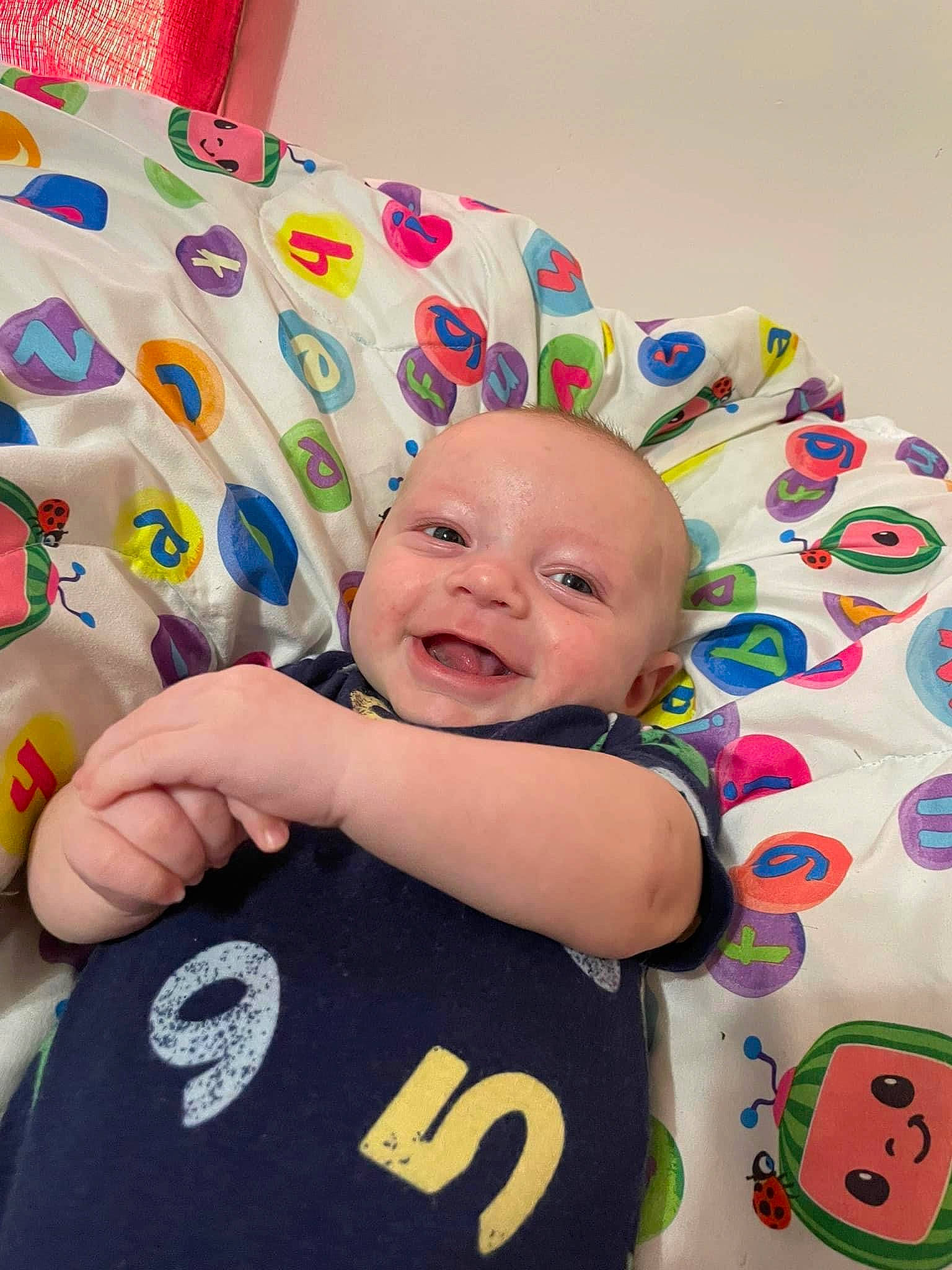 Parker joined the competition — help win amazing prizes! baby, baby_laughing, baby_products, baby_toddler_clothing, beauty, cheek, child, facial_expression, fun, gesture, happy, joy, people, person, pink, product, skin, sleeve, smile, t_shirt