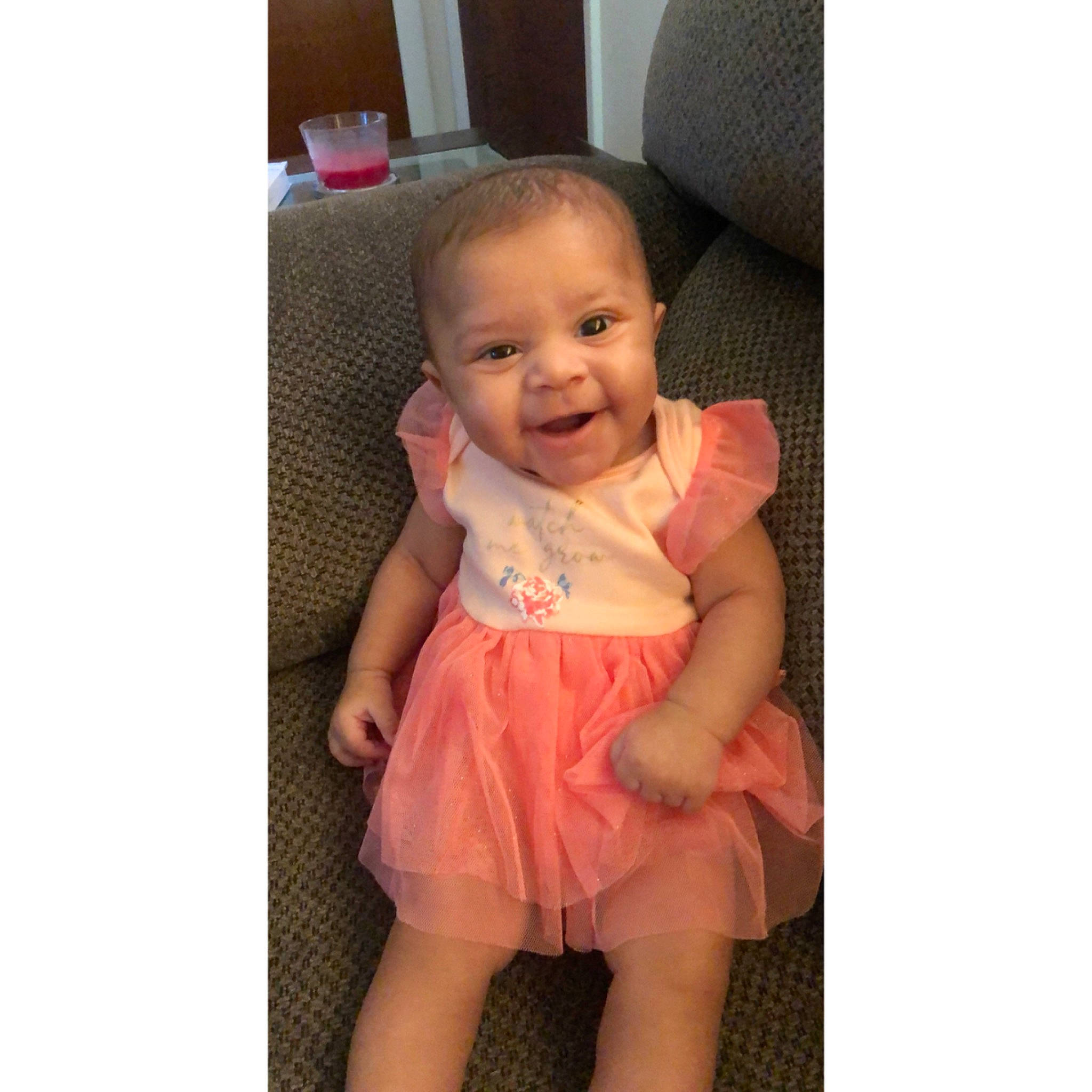 Skylynn joined the competition — help win amazing prizes! baby, baby_toddler_clothing, cheek, child, dress, finger, happy, head, iris, joy, person, pink, sitting, skin, smile, toddler