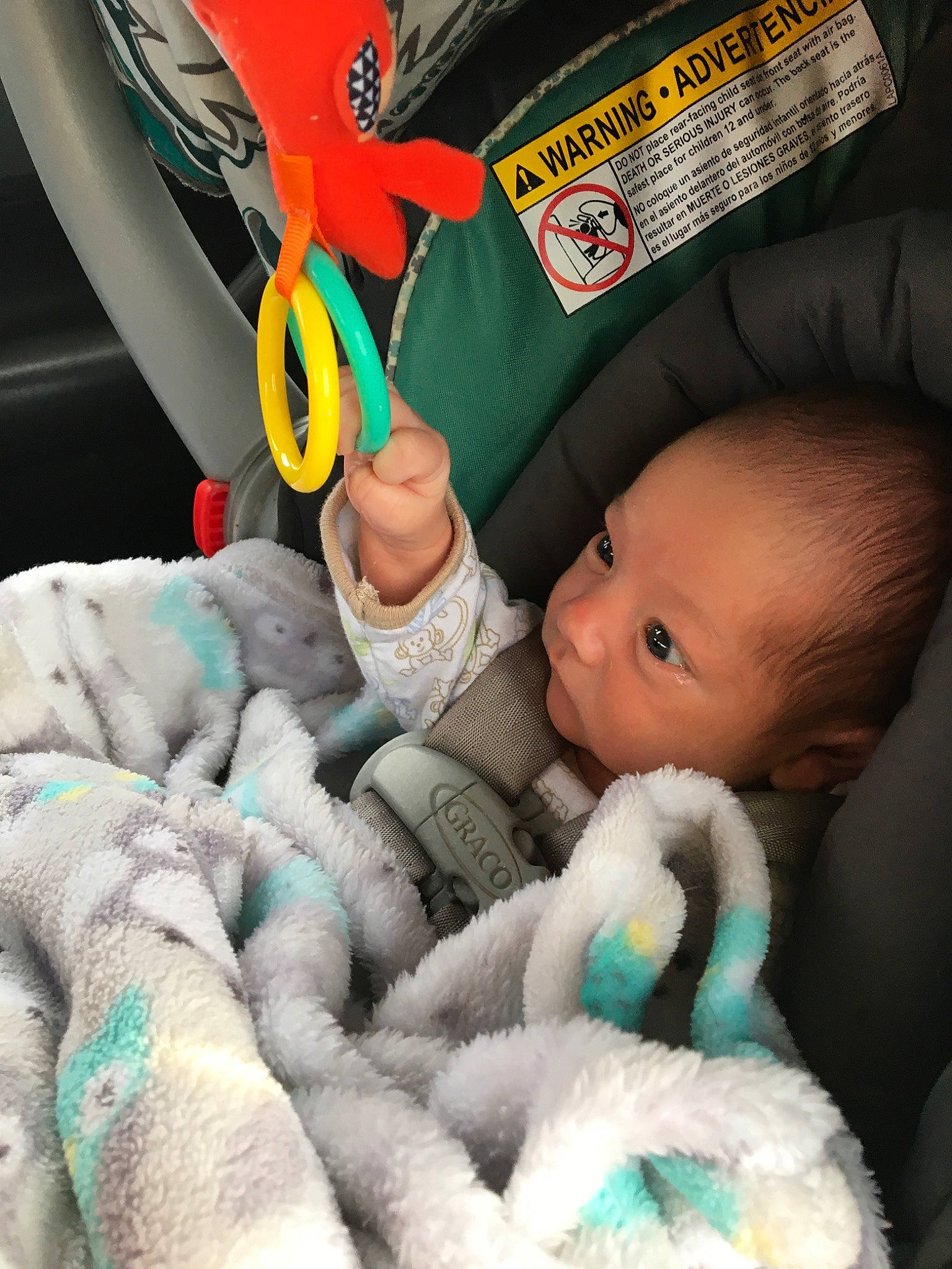 Callan joined the competition — help win amazing prizes! baby, child, hand, person, product, textile, toddler, wool