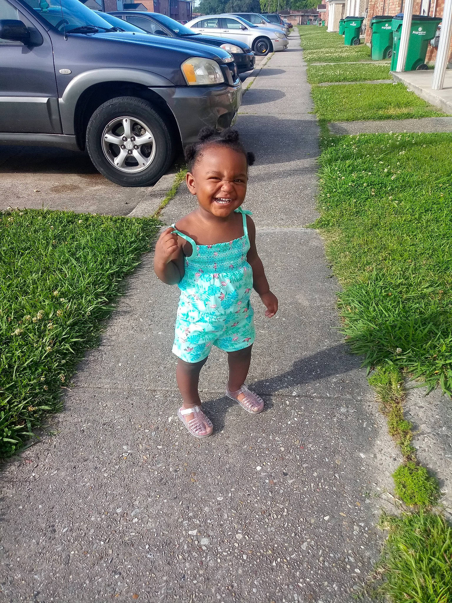 Calayah joined the competition — help win amazing prizes! asphalt, car, child, driveway, family_car, grass, joy, lane, leaf, minivan, neighbourhood, person, plant, road, road_surface, sidewalk, summer, tire, toddler, vacation