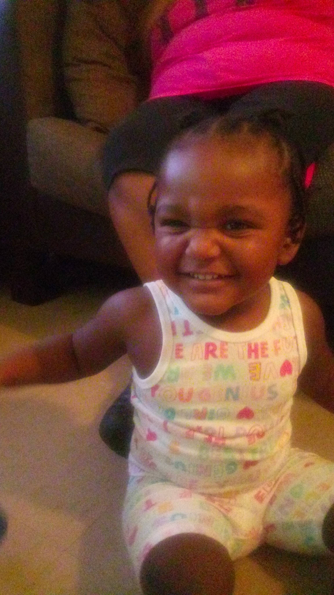 Calayah is registered to the contest to win money with this photo: baby, cheek, child, ear, face, facial_expression, fun, head, headgear, joy, mouth, person, pink, skin, smile, toddler