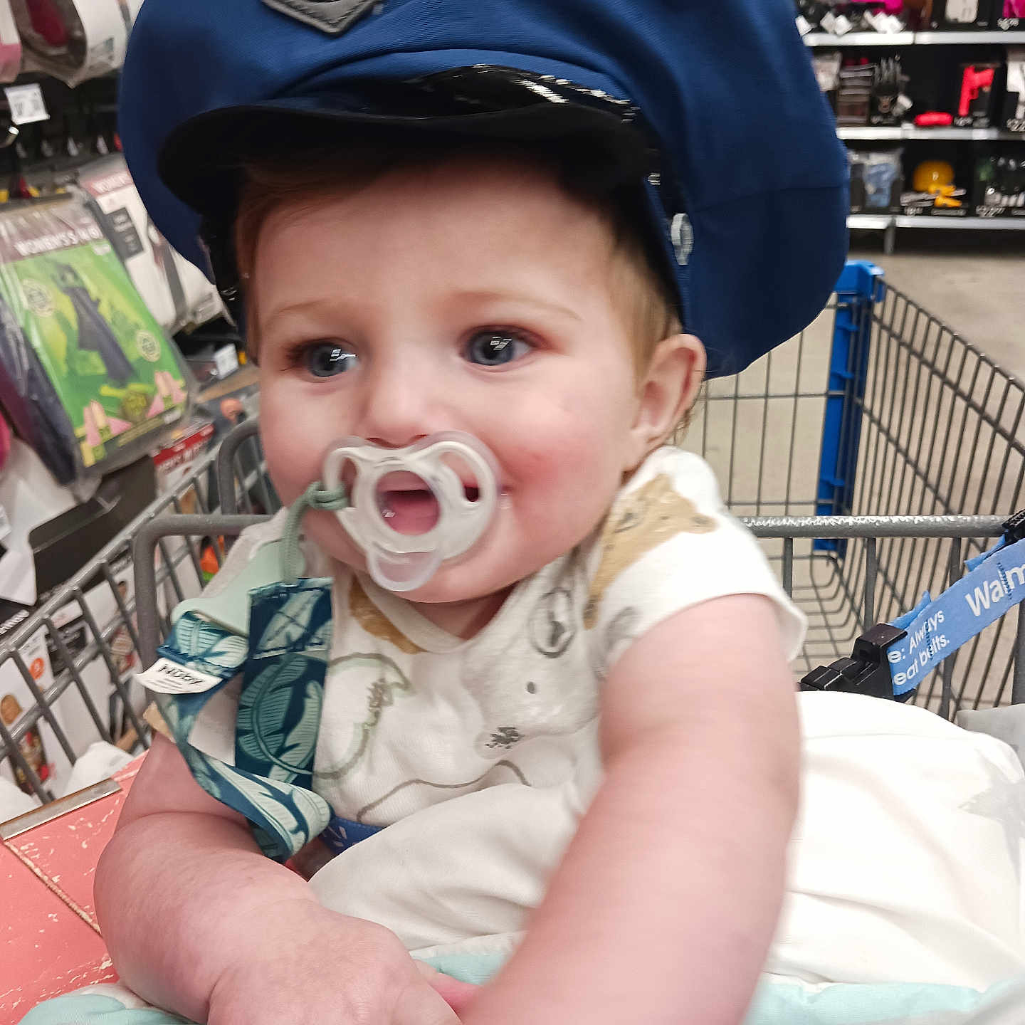 Everett joined the competition — help win amazing prizes! baby, baseballcap, bodypart, cap, captain, clothing, crib, face, finger, furniture, hand, hardhat, hat, head, helmet, officer, person, photography, portrait, shoppingcart