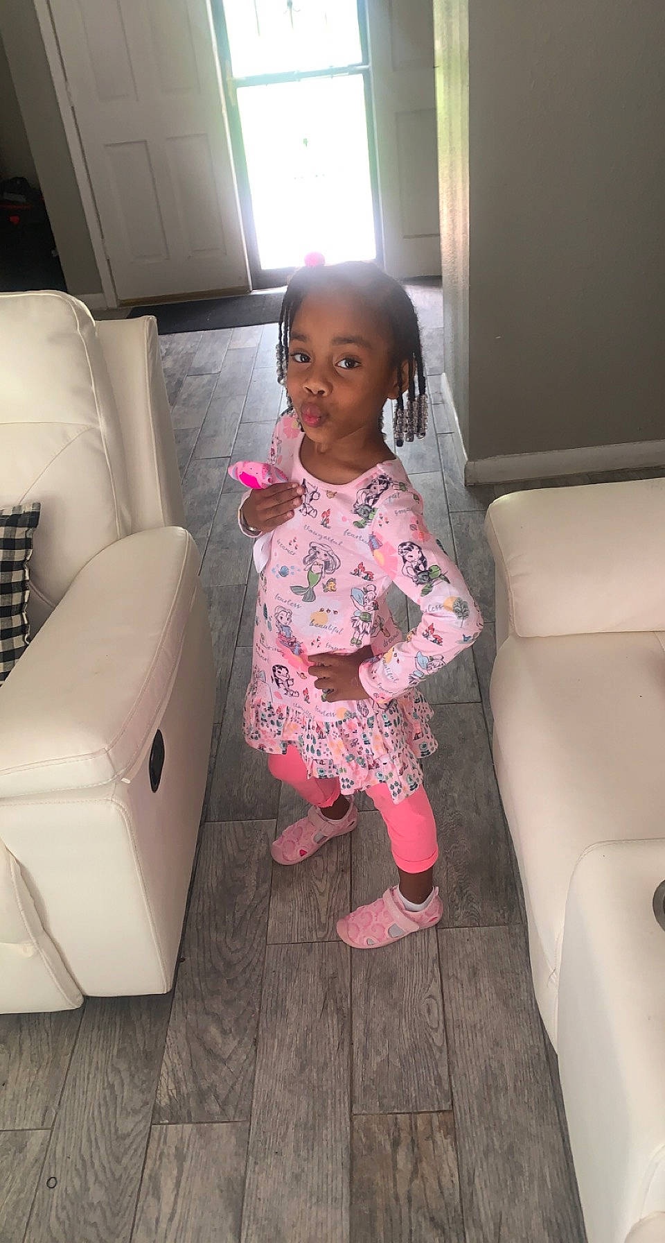 Jaylaa D Boatman joined the competition — help win amazing prizes! automotive_design, baby_toddler_clothing, car_seat, child, comfort, dress, face, floor, flooring, fun, hair, hairstyle, human_leg, leg, magenta, person, pink, sitting, sock, thigh