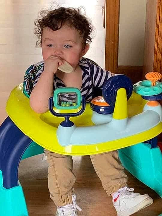 Joshua joined the competition — help win amazing prizes! child, fun, person, play, potty_training, sitting, table, toddler, toy, yellow