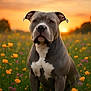 Urkan participe au concours pour gagner de l'argent avec cette photo : animal, canine, daylight, dog, ears, field, flowers, fur, grass, muzzle, nature, outdoor, peaceful, pet, pink_flowers, portrait, scenery, sunset, wildflowers, yellow_flowers