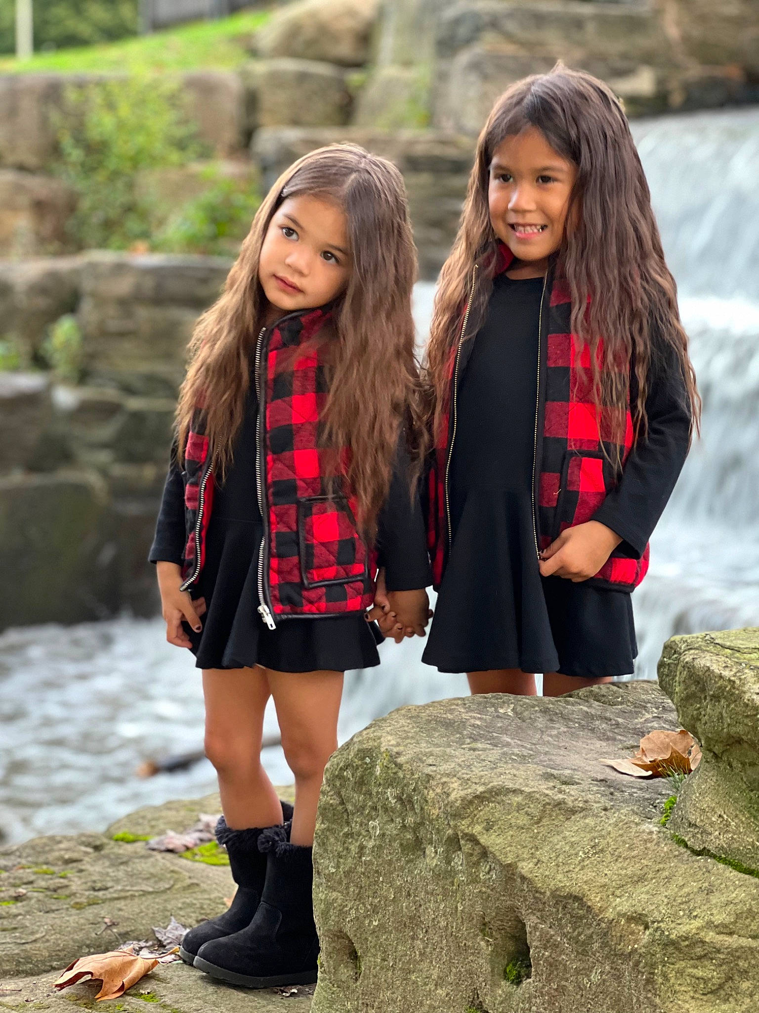 Penelope joined the competition — help win amazing prizes! footwear, grass, hair, hairstyle, happy, joy, knee, leisure, outerwear, people_in_nature, person, photograph, plaid, plant, shoe, sleeve, standing, tartan, thigh, waist