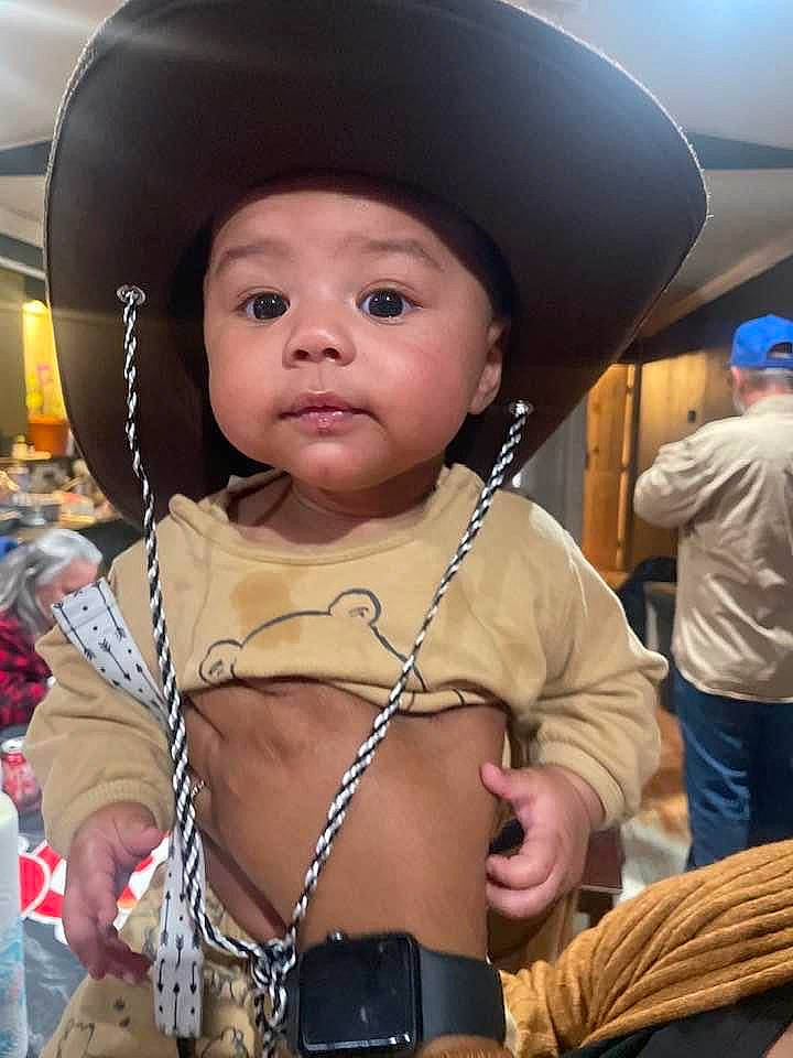 Kayson is registered to the contest to win money with this photo: auto_part, baby, child, chin, clothing, cool, costume_hat, facial_expression, fashion_accessory, fun, hairstyle, happy, hat, headwear, jeans, jewellery, person, photograph, skin, smile