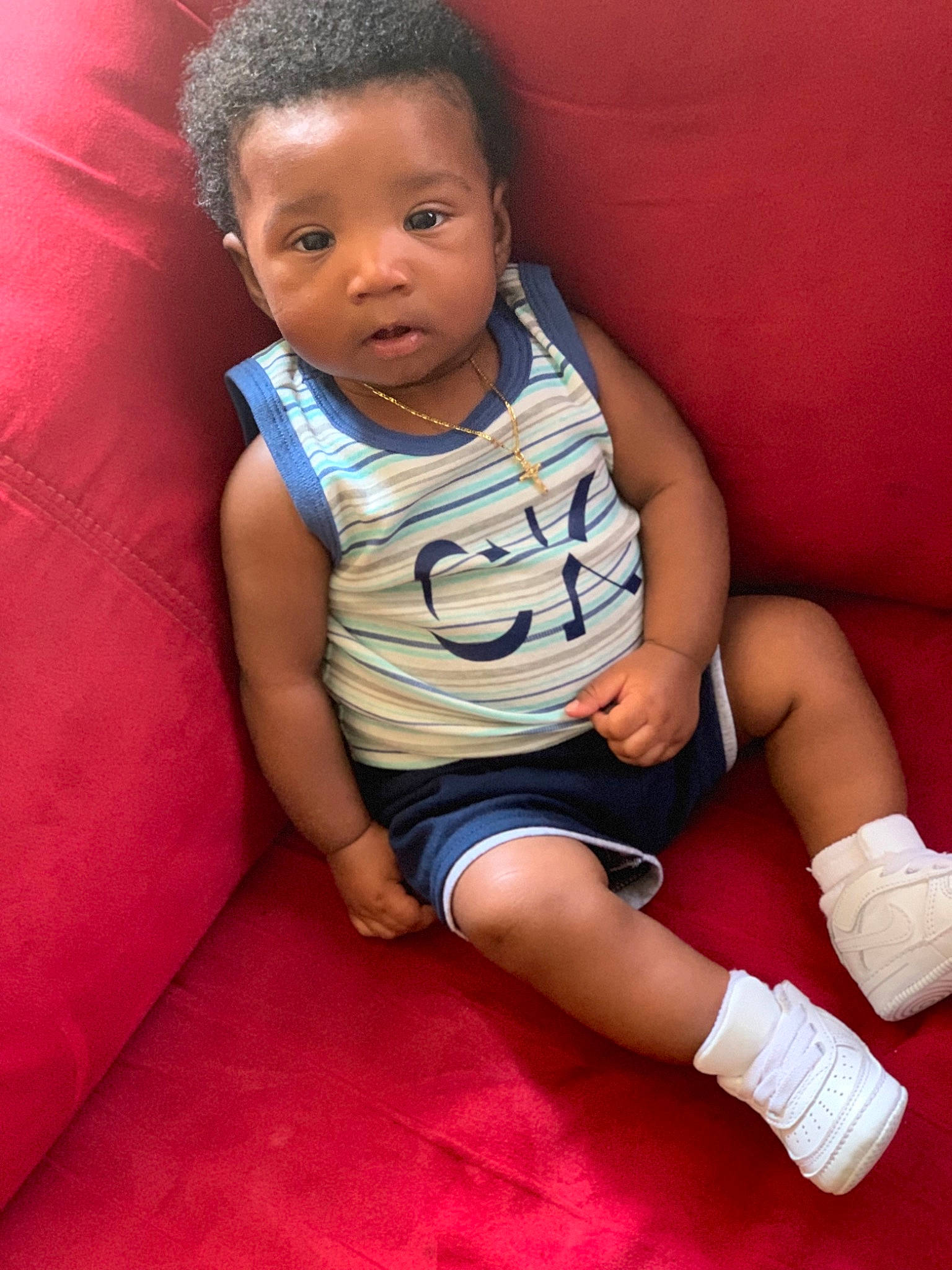 Kysen joined the competition — help win amazing prizes! arm, baby, cheek, child, finger, leg, person, sitting, skin, smile, thigh, toddler