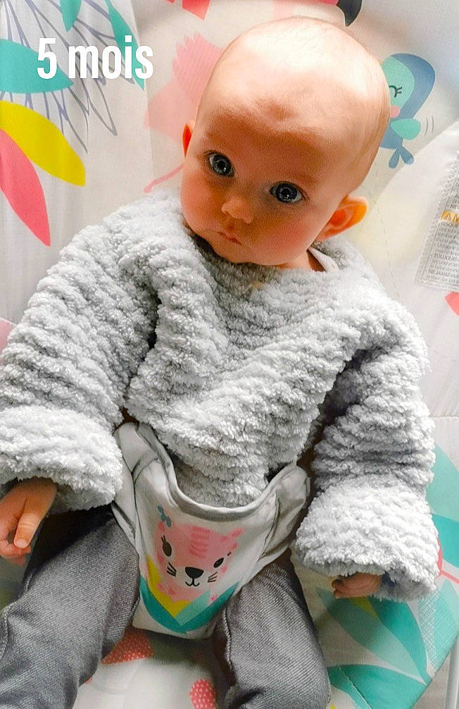 April participe au concours pour gagner de l'argent avec cette photo : baby, baby_toddler_clothing, cheek, child, doll, eyelash, fur, grey, human_body, orange, pattern, pink, product, sitting, sleeve, textile, toddler, toy, white, wool