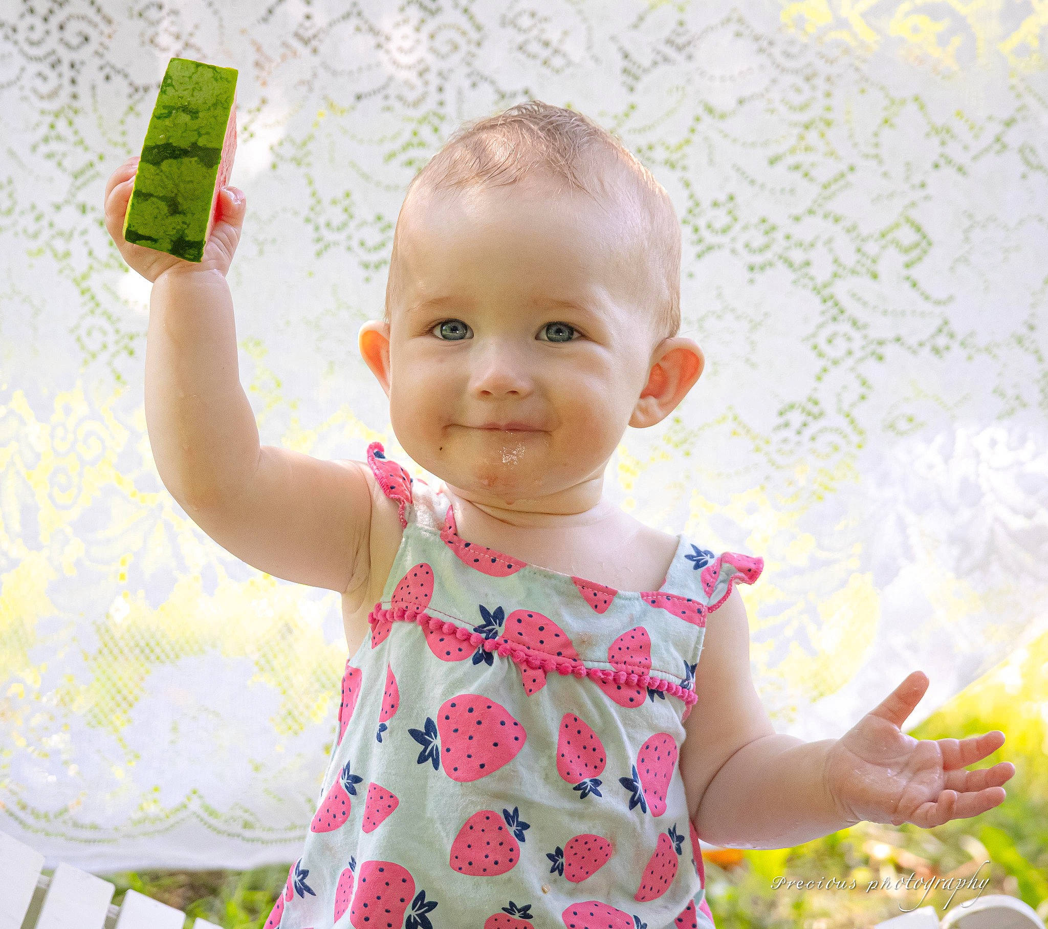 Rosalynns joined the competition — help win amazing prizes! baby, baby_toddler_clothing, cheek, child, facial_expression, finger, gesture, hand, happy, joy, people_in_nature, person, photograph, pink, product, skin, sleeve, smile, textile, toddler