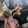 baby, blanket, bottle, care, child, clothing, couch, family, feeding, floor, hair, home, indoors, love, pajamas, person, sitting, toddler, window, woman