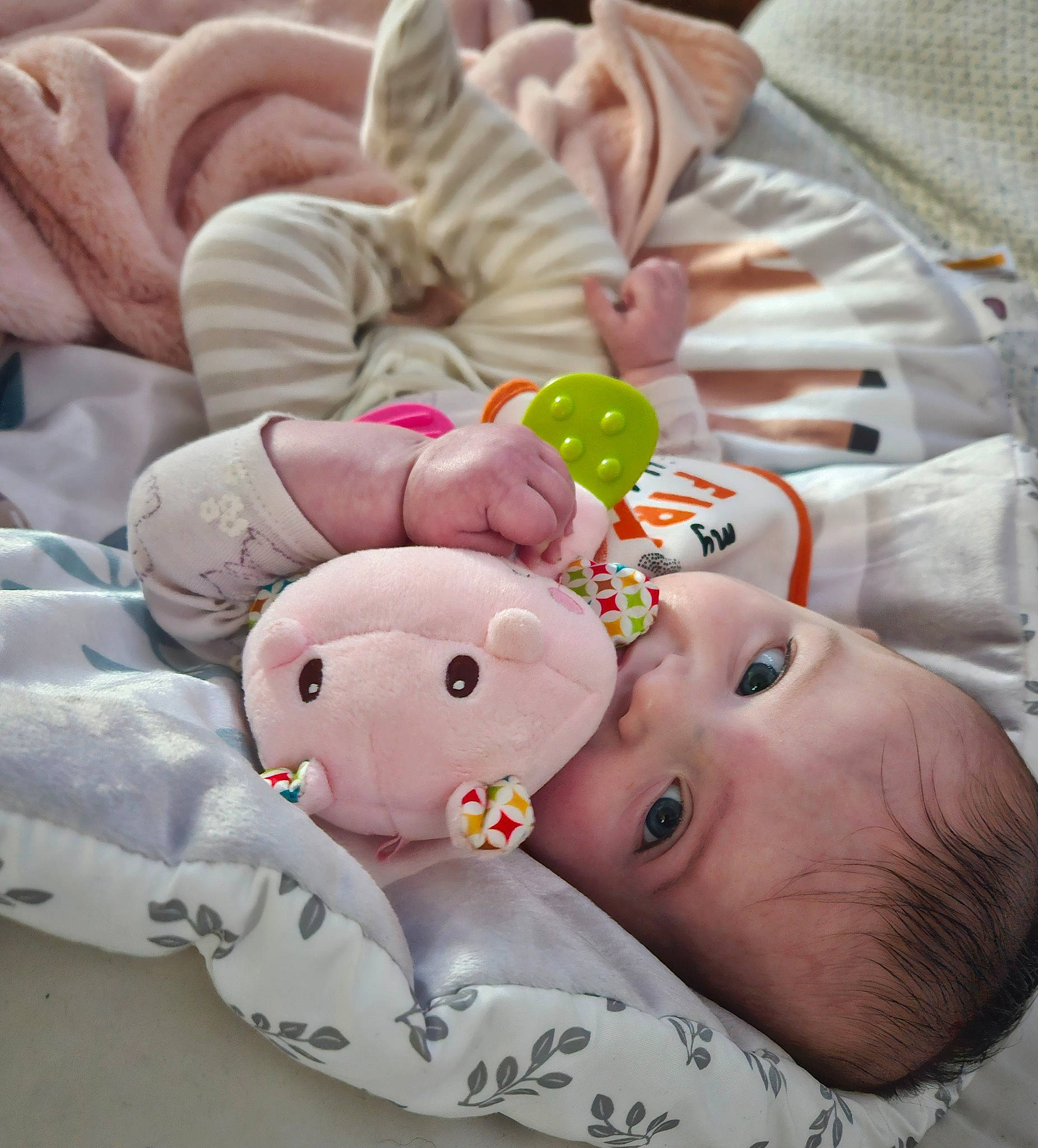 Madelyn is registered to the contest to win money with this photo: baby, baby_products, baby_toddler_clothing, beauty, cheek, child, comfort, ear, happy, linens, mammal, nose, person, pink, product, skin, textile, toddler, toy, vertebrate