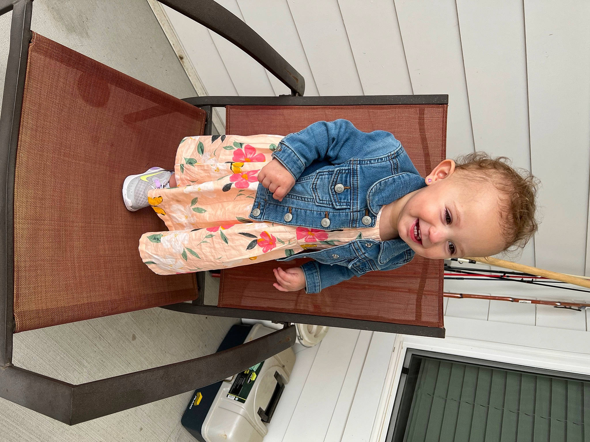 Novalee is registered to the contest to win money with this photo: baby, baby_products, baby_safety, baby_toddler_clothing, child, comfort, fun, leisure, person, room, sitting, smile, toddler, vacation, wood